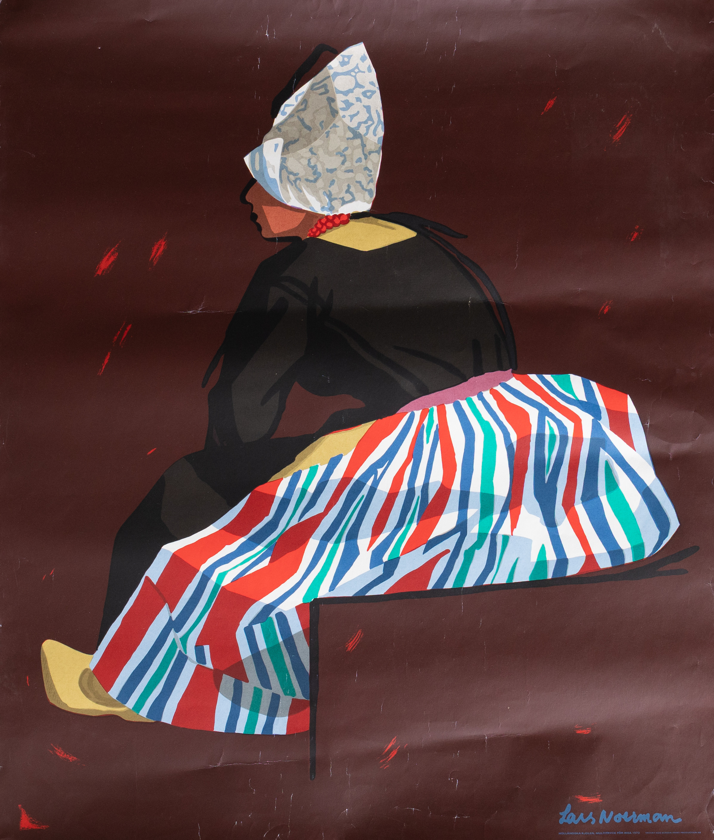 LARS NORRMAN. Affisch, Kvinna med klut, offsettryck, signerad i trycket.