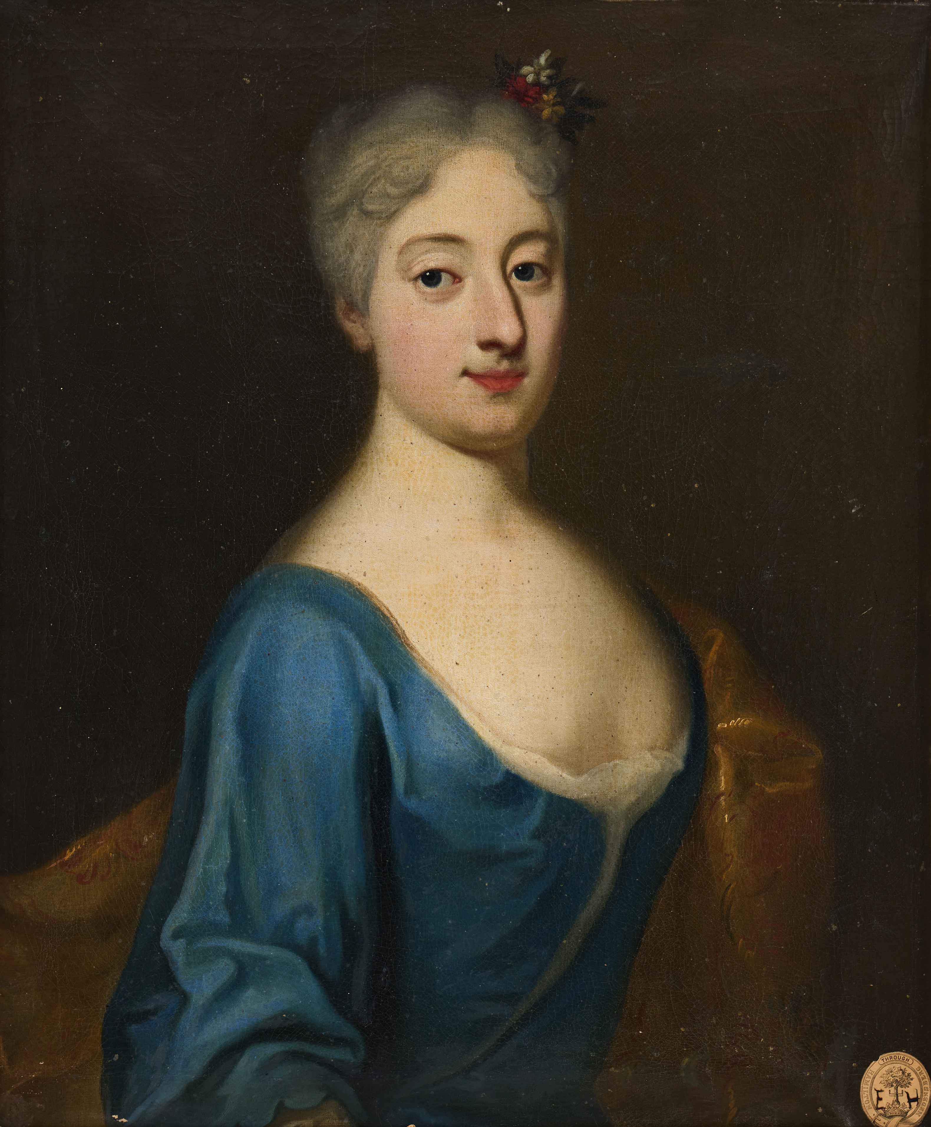 GEORG ENGELHARD SCHRÖDER (1684-1750). Tillskriven. Porträtt föreställande Fru Sparfvenfelt.