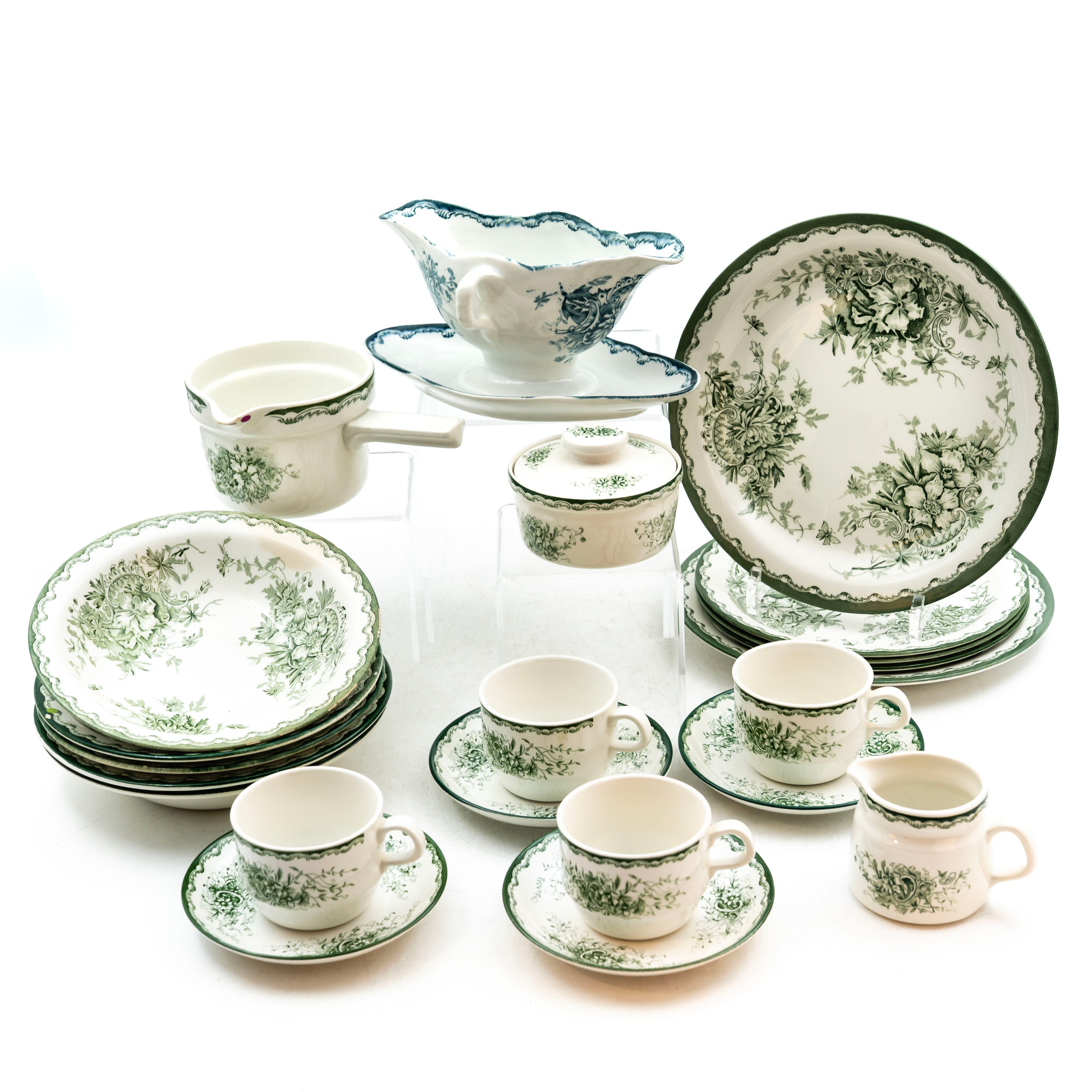 Servisdelar, Porslin,"Gröna Anna", Rörstrand, 23 delar.
