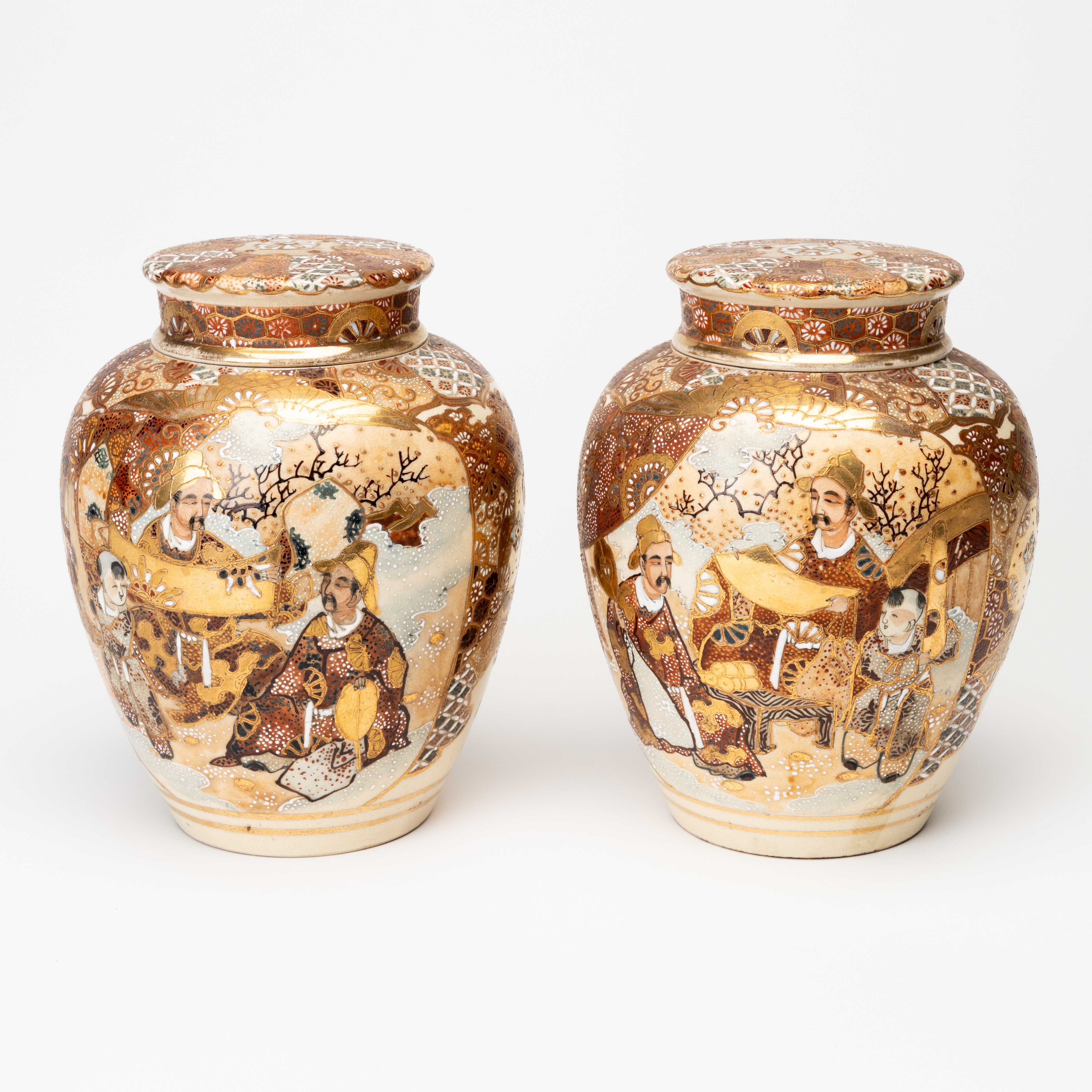 BOJANER, 2 st, Satsuma. Japan, Meiji (1868-1912).