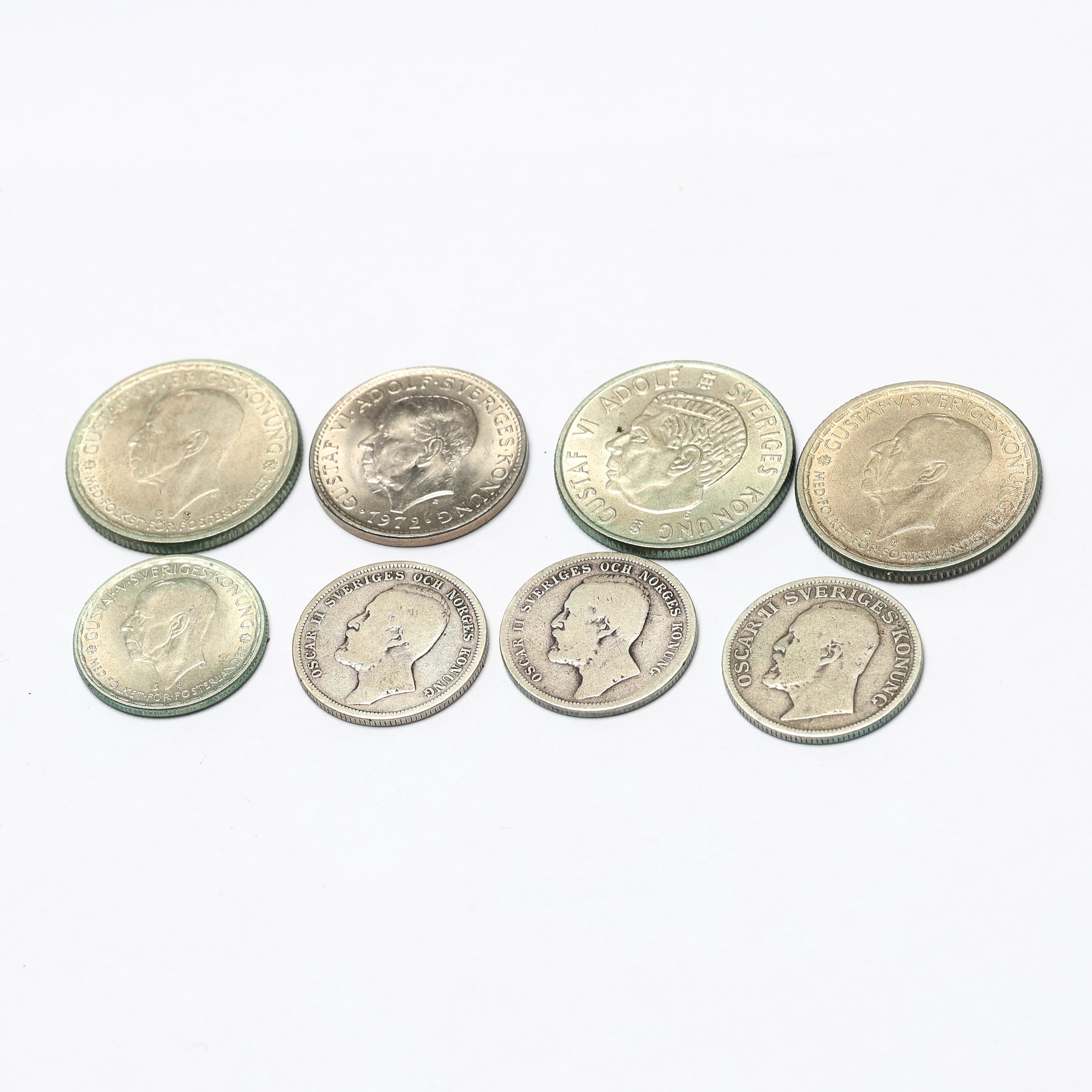 SAMLARMYNT, 8 st, delvis silver, Sverige, vikt ca 80.3 g.