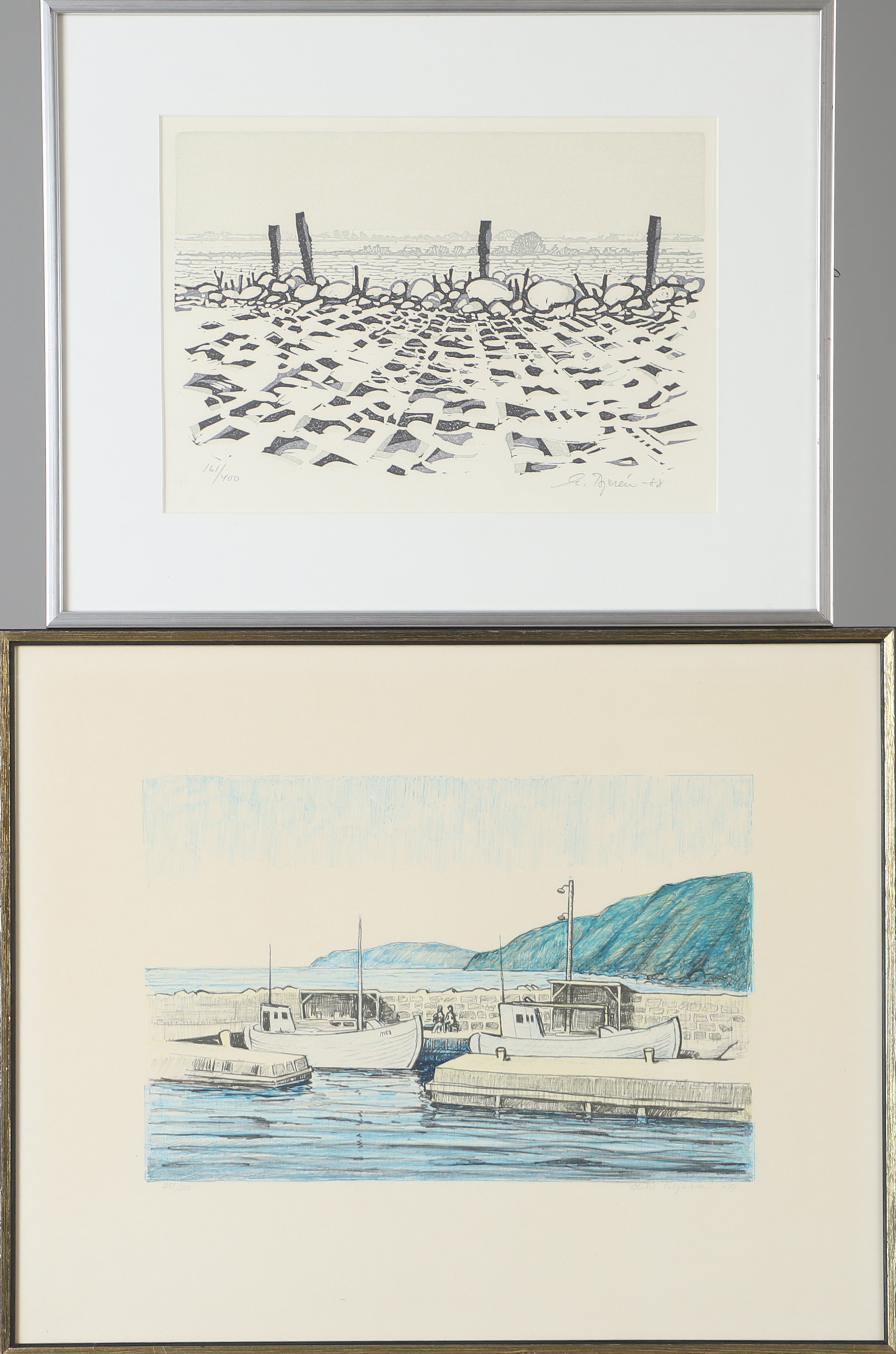 BERTIL LILJEBLAD SAMT EKE BJERÉN. 2 stycken färglitografier, signerade.