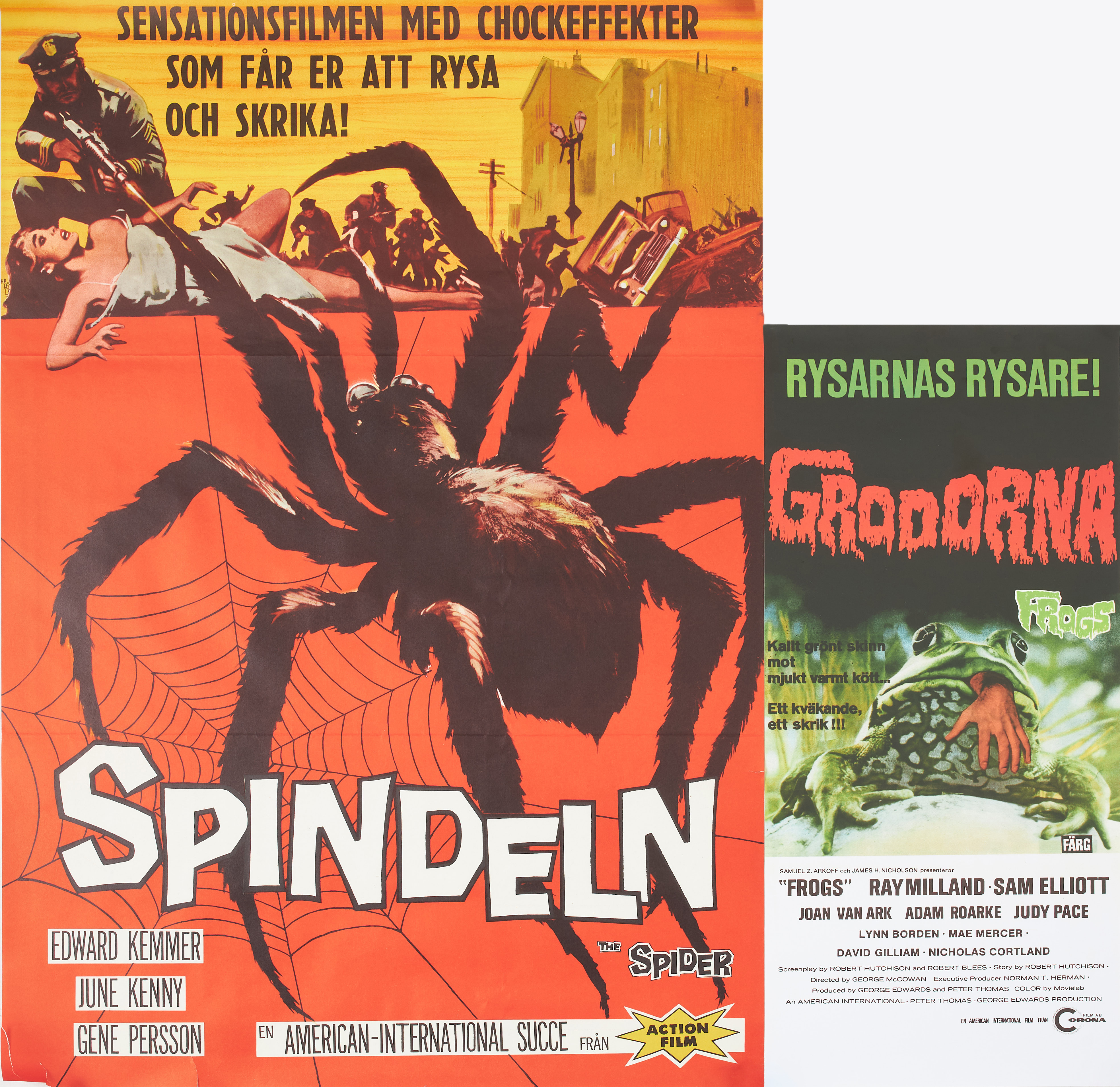 SPINDELN (THE SPIDER), SVERIGE samt GRODORNA (FROGS) SVERIGE. 2 st, 1958 resp 1972, grafiska blad.
