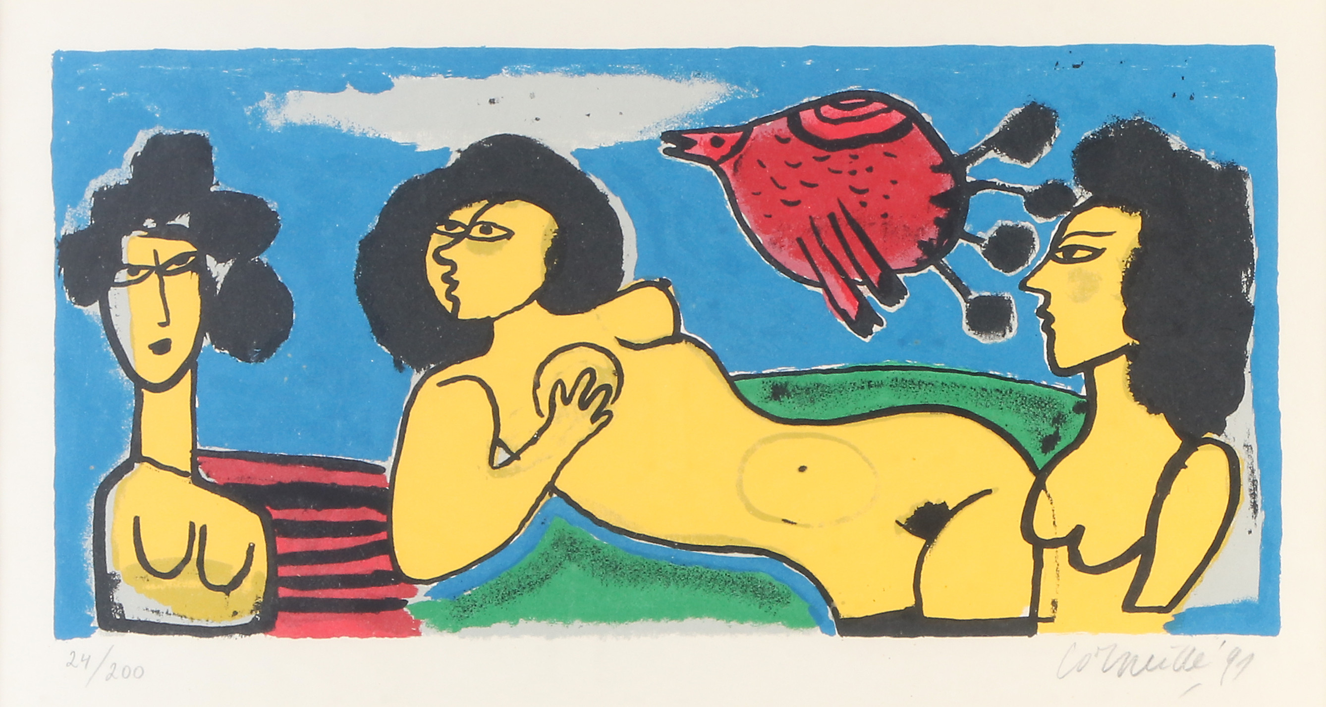 BEVERLOO CORNEILLE. Litografi, 24/200. Komposition med kvinnor. Signerad.