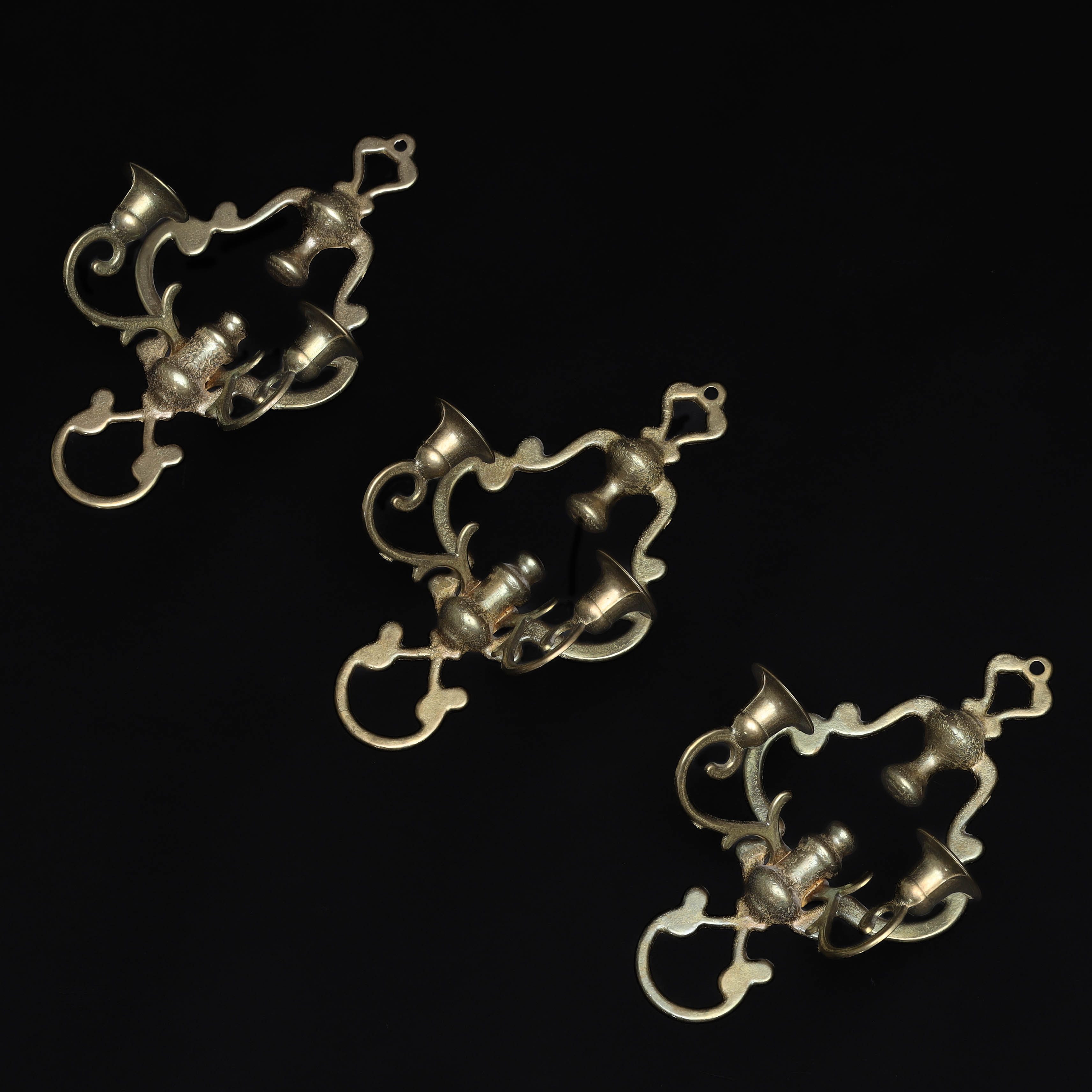 LAMPETTER, 3 delar, mässing, 1900-tal.