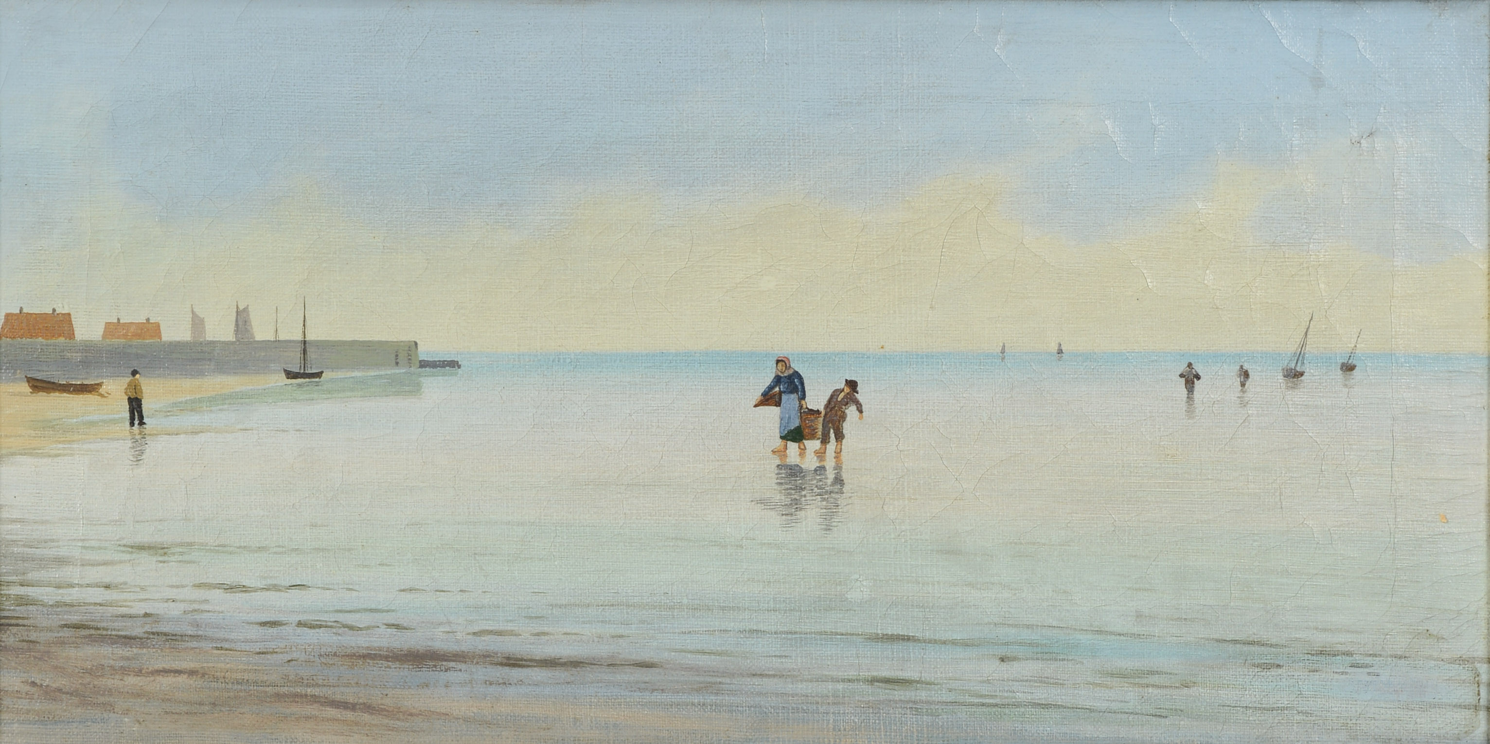 OKÄND KONSTNÄR. Kustmotiv, olja på duk.