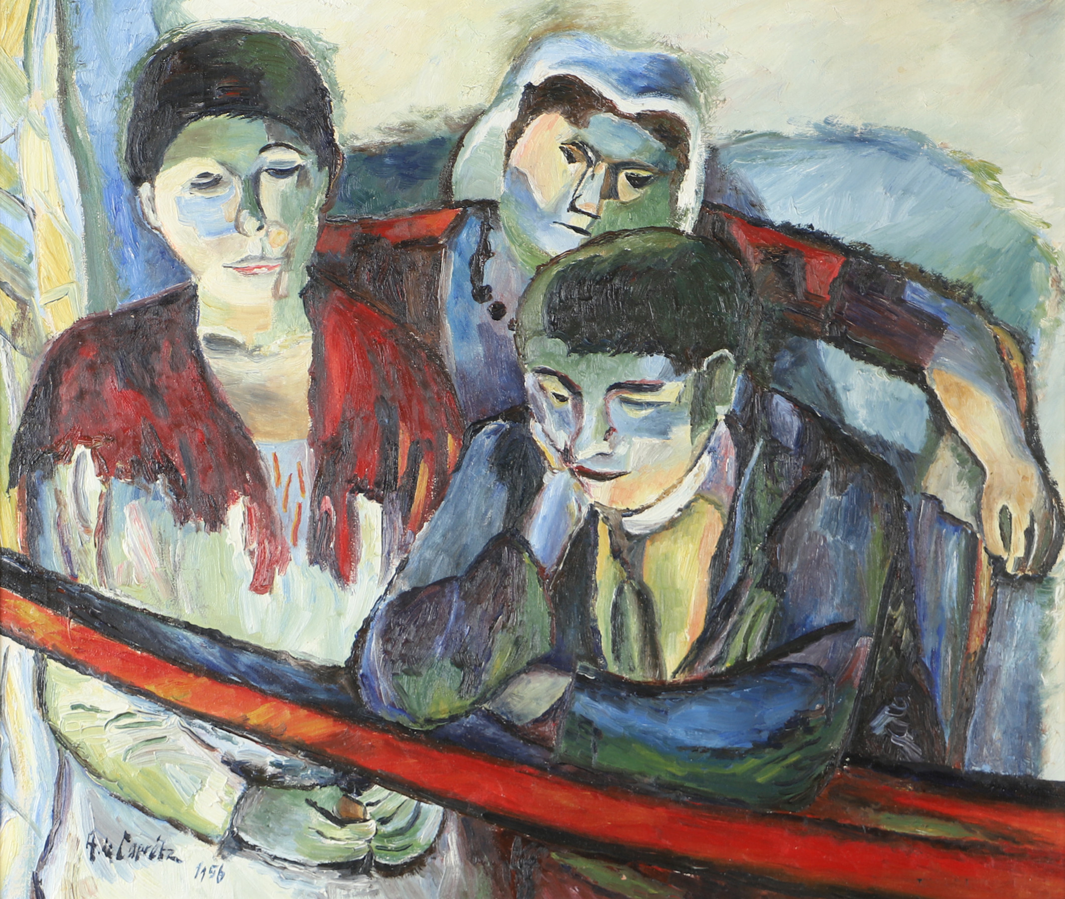 OIDENTIFIERAD KONSTNÄR. Tänkande man, olja på duk, otydligt signerad.