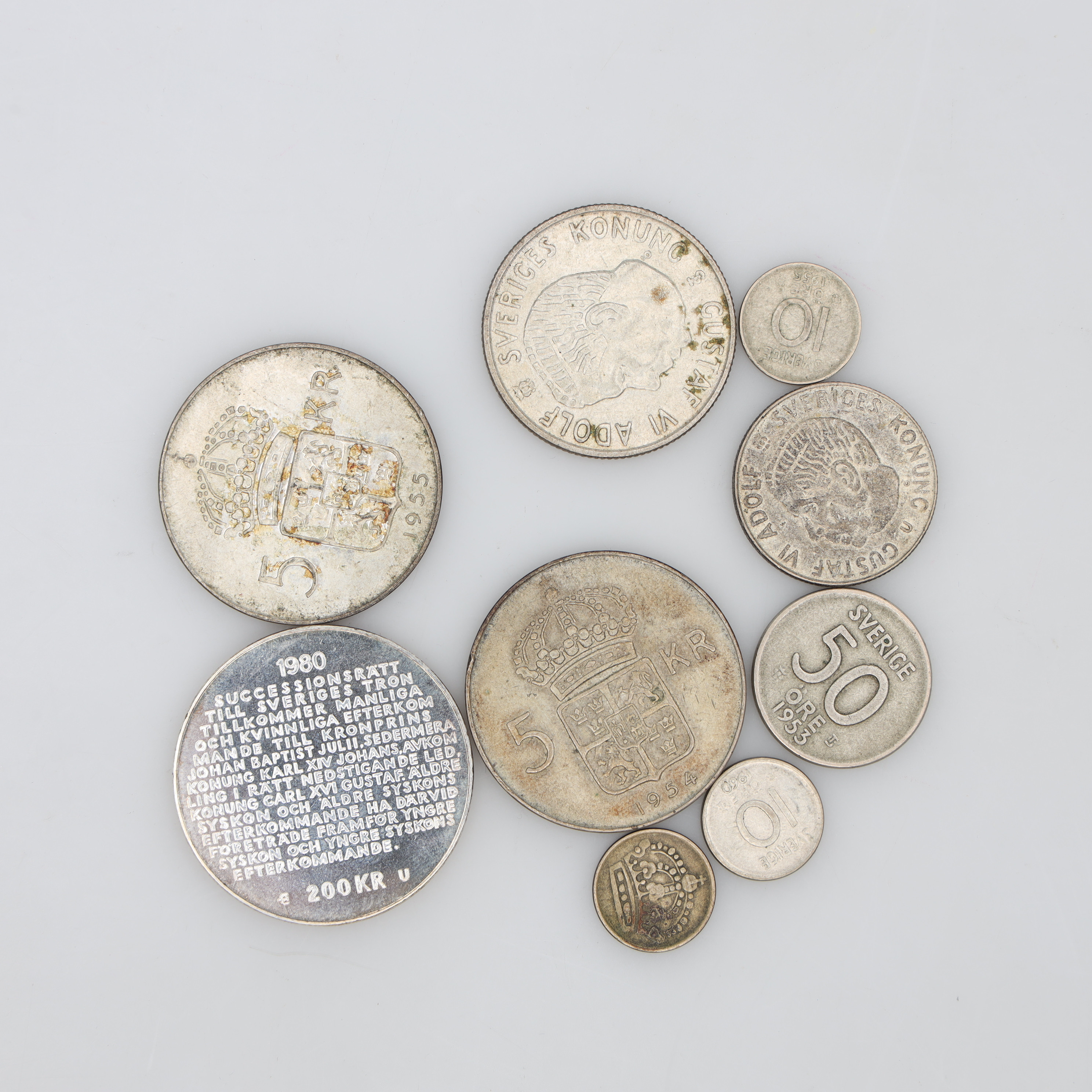 MYNT, 9 stycken, silver, finvikt ca 51 gram.