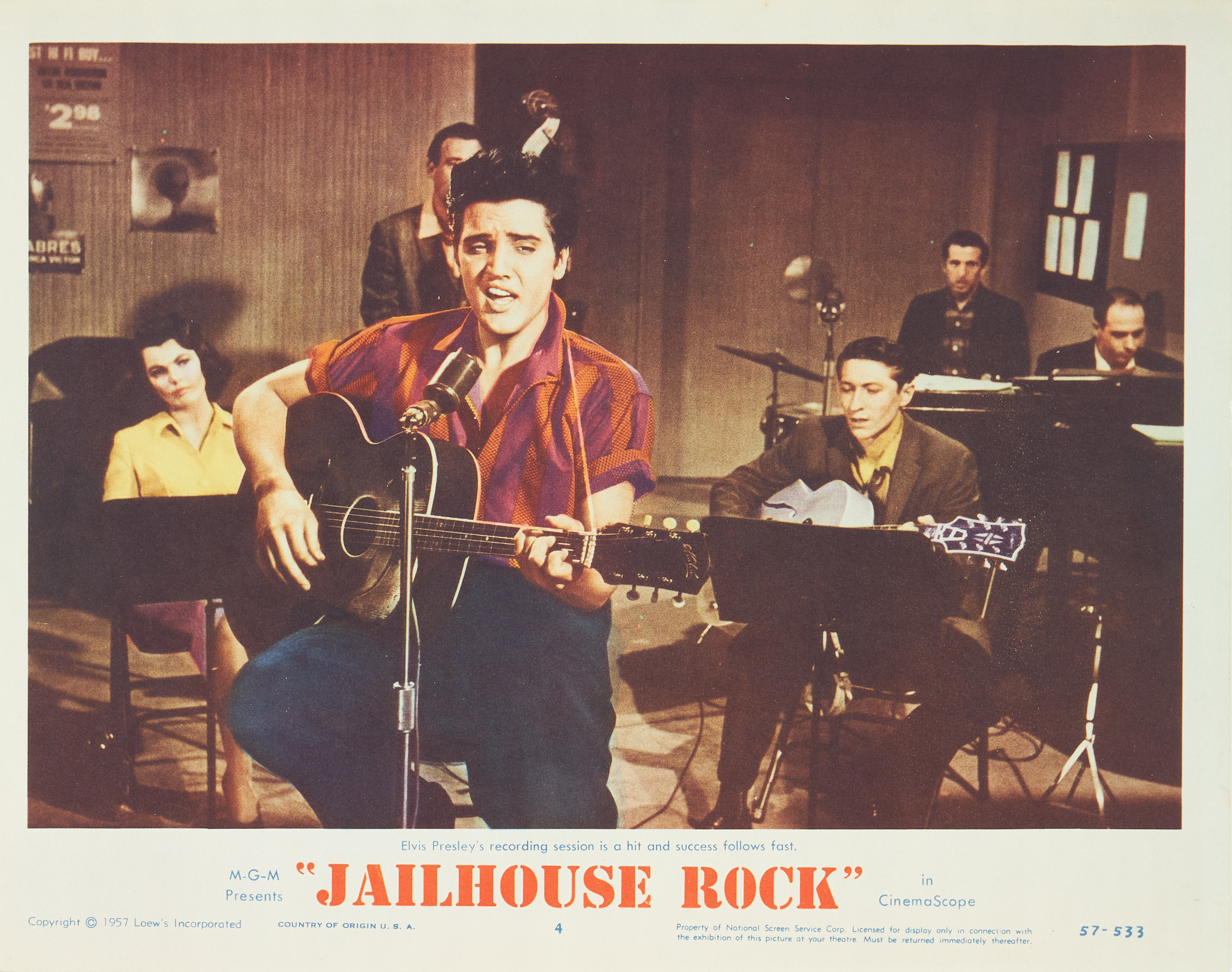 JAILHOUSE ROCK, LOBBY CARD, USA. 1957, Elvis Presley, grafiskt blad.