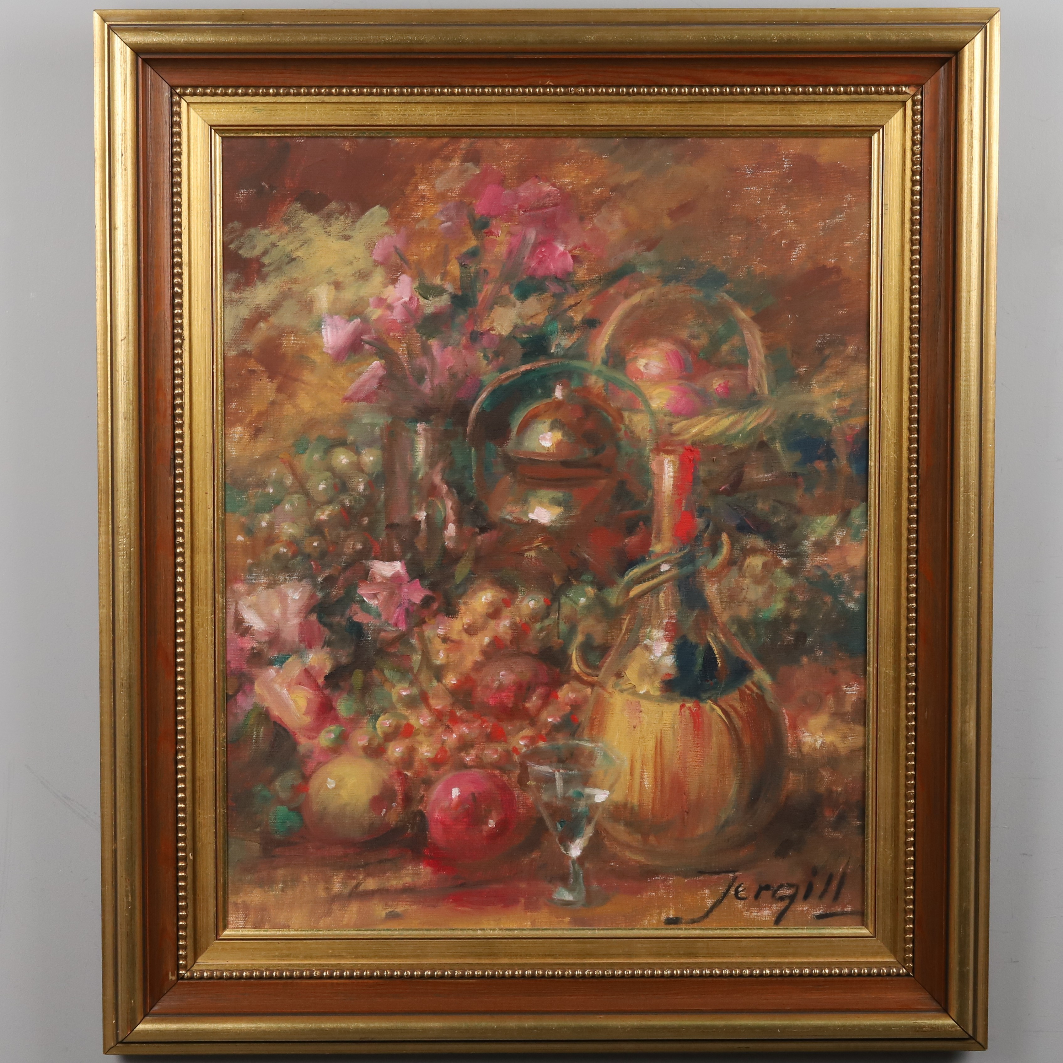 TORALF JERGILL. OLJA PÅ DUK, stilleben, signerad.