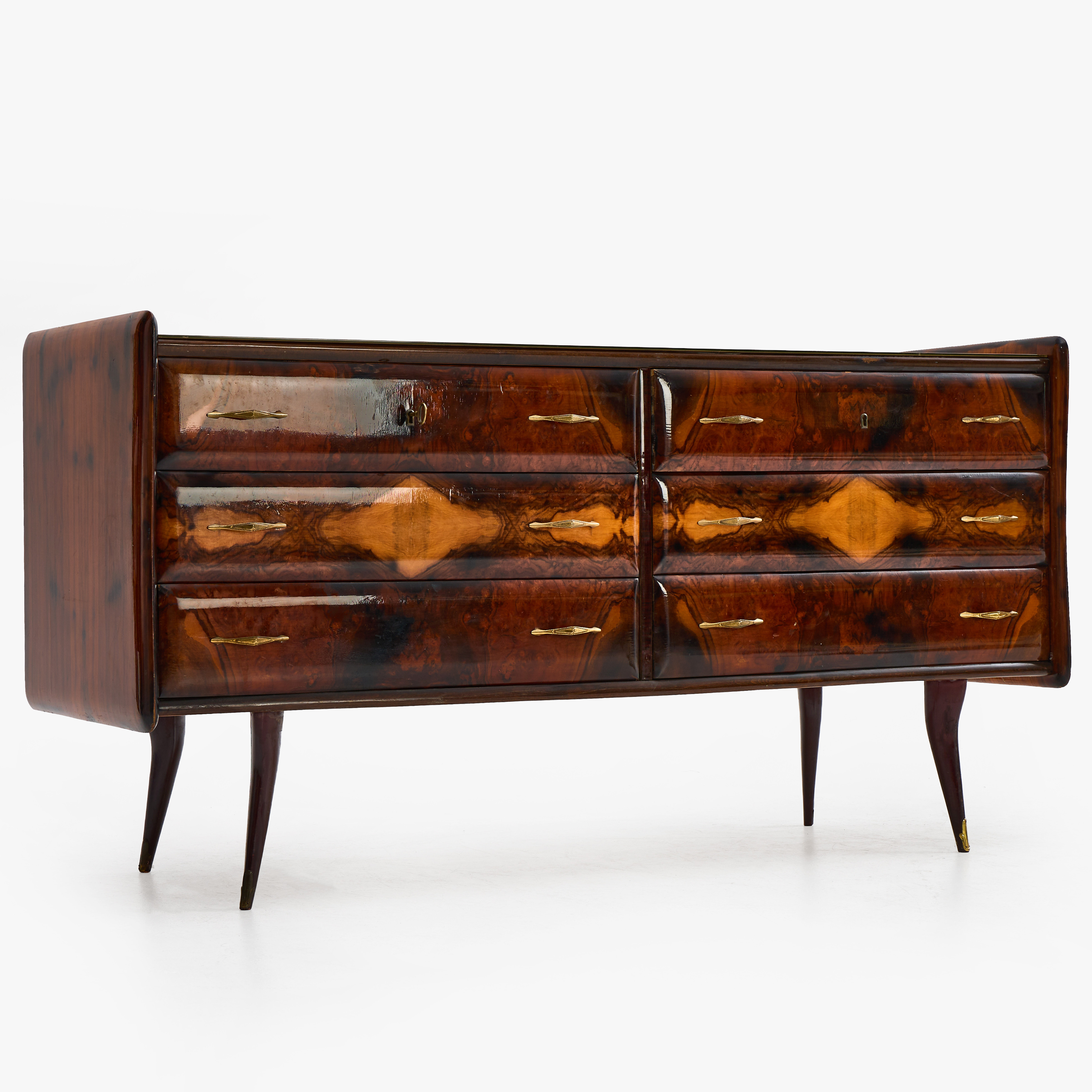 SIDEBOARD/BYRÅ, 1900-talets mitt, fanerat med valnöt.