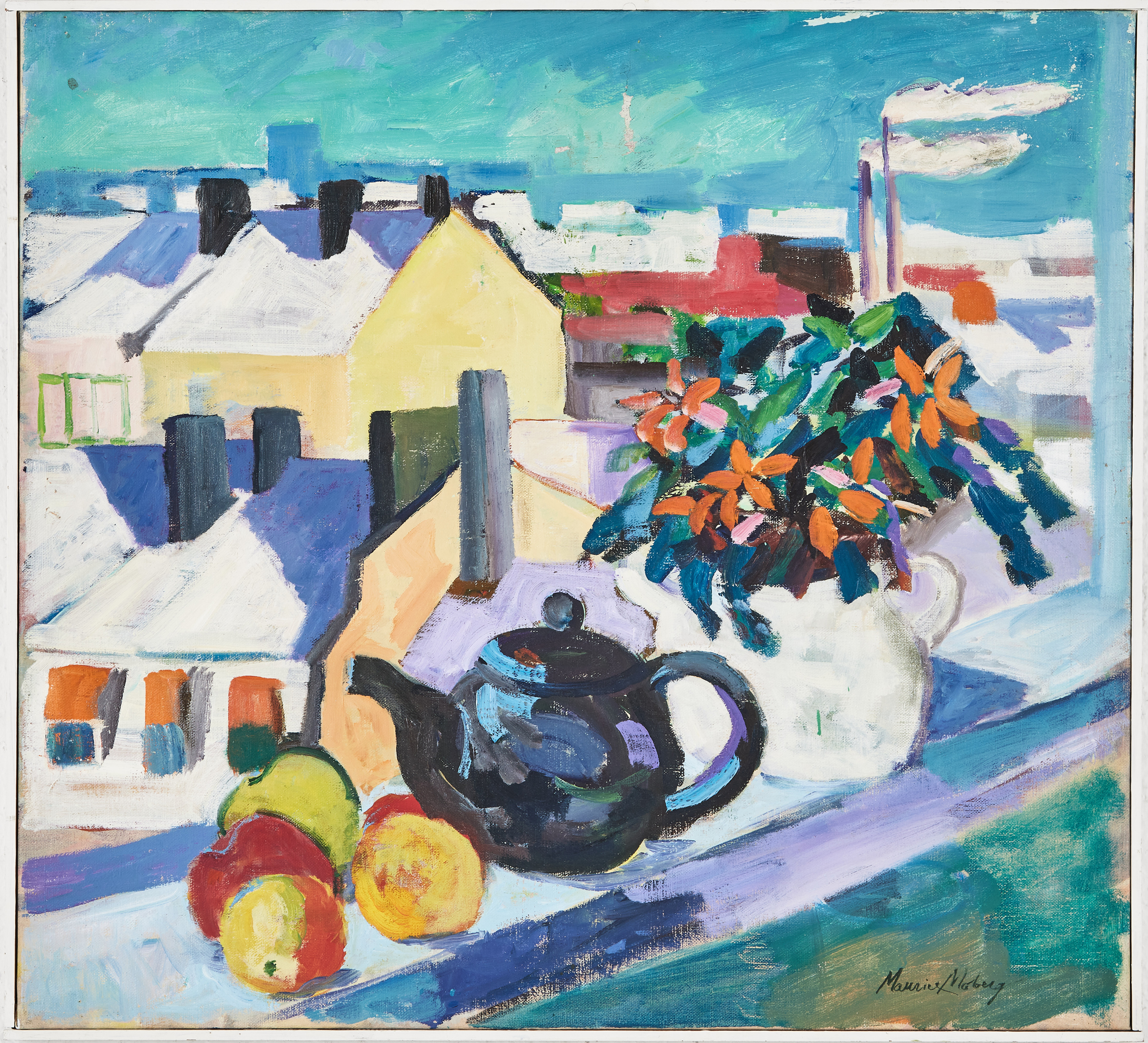 MAURICE MOBERG. En frostig vinterdag, olja på duk, signerad.