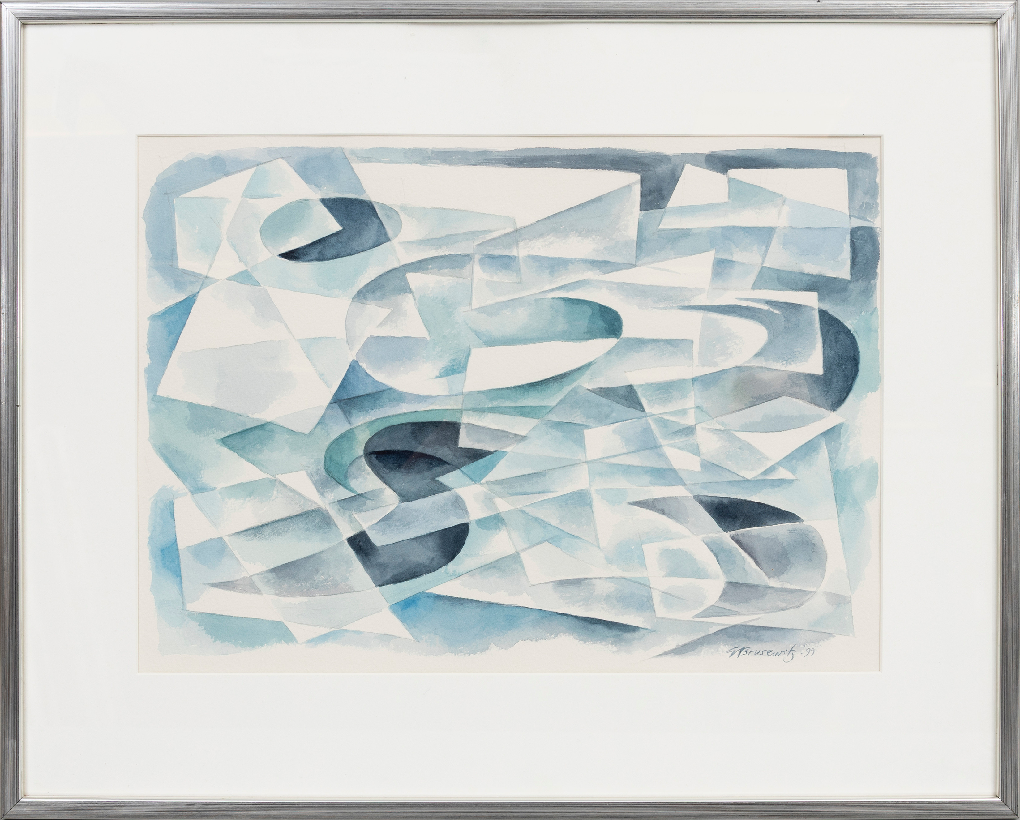 GUNNAR BRUSEWITZ. Abstrakt komposition, akvarell på papper, signerad, daterad -99.