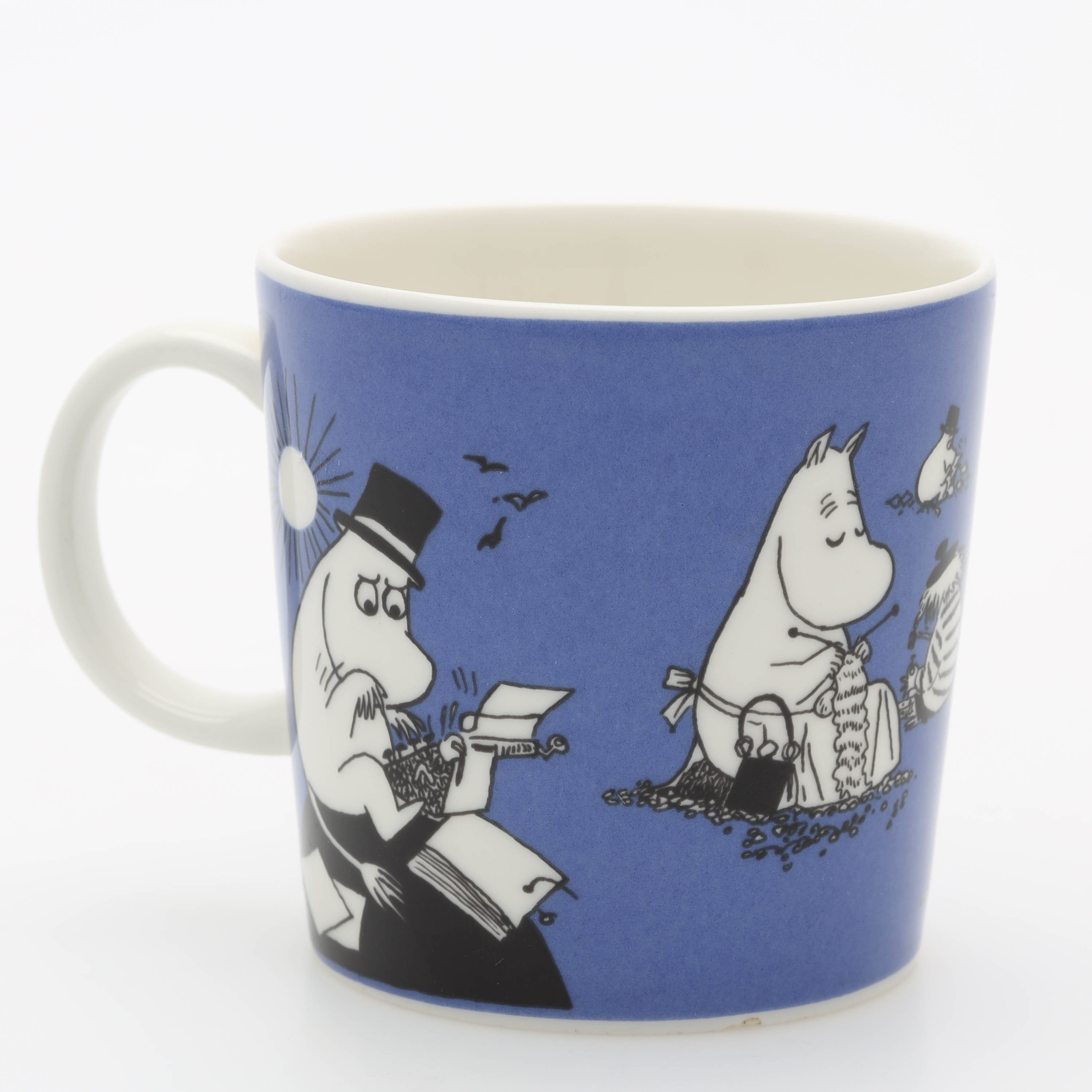 MUMINMUGG, porslin, "Muminpappan och flaskpost", Arabia, 1991.