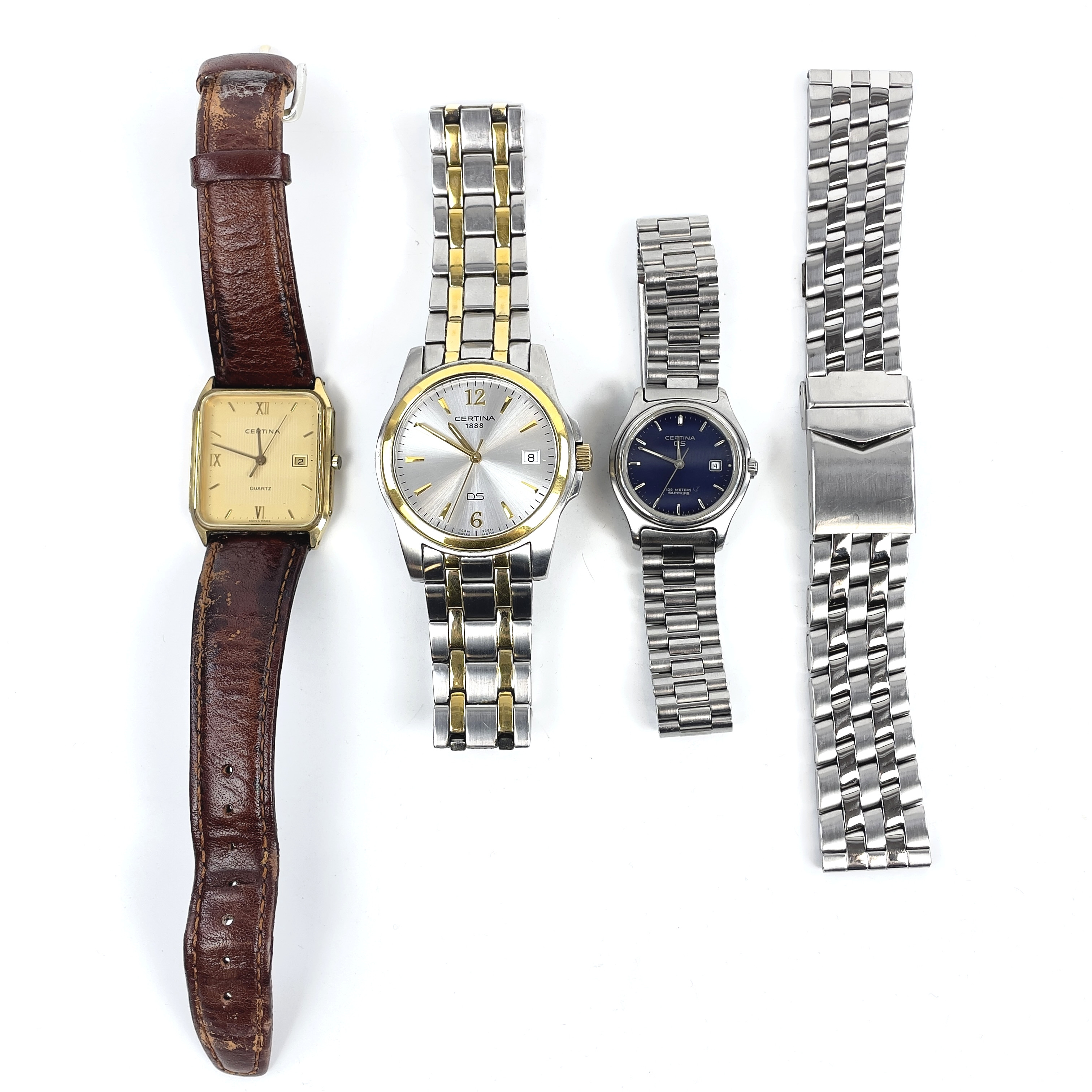 ARMBANDSUR, 3 st, bl.a. Certina DS, stål, quartz, samt en länk.