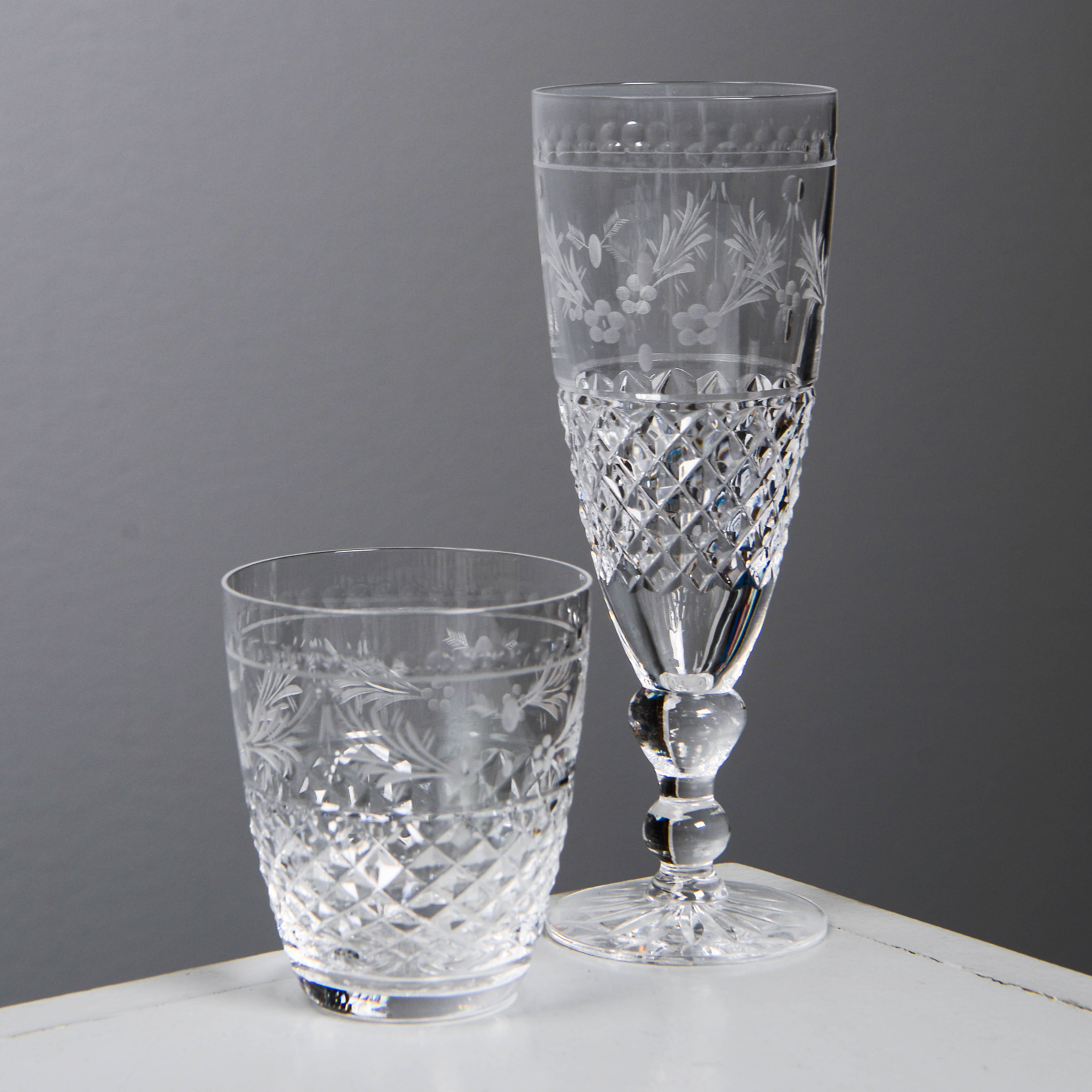 FRITZ KALLENBERG. "Elvira Madigan", champagneglas & seltersglas, för 4 personer, Kosta Boda (9 delar).