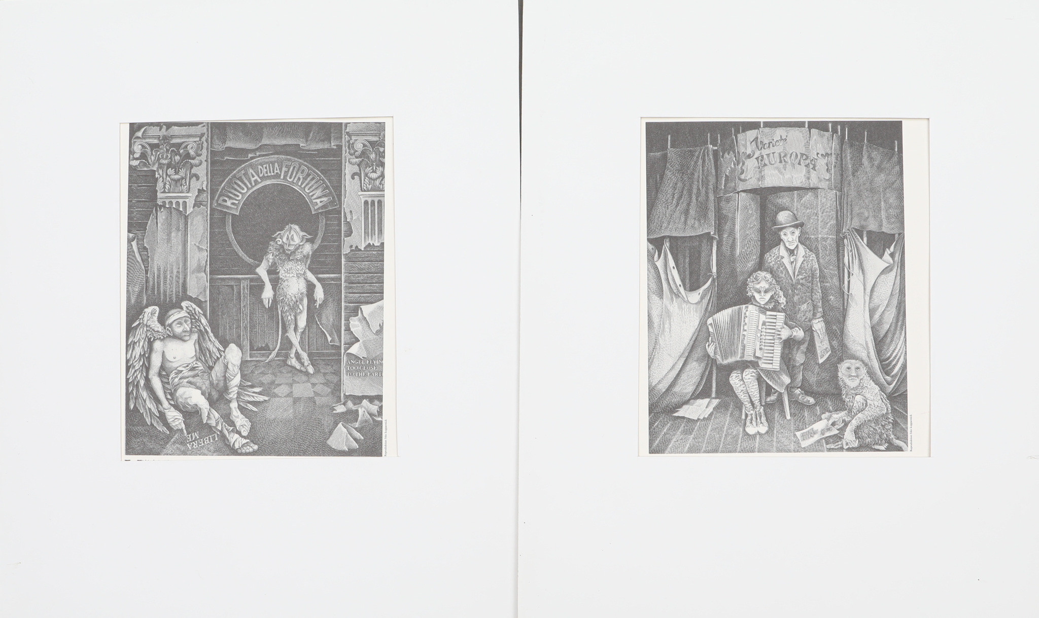 ÅKE JOHANSSON. EFTER. reproduktioner efter kopparstick, 2 stycken , "Libera me,Kyrie eleison".