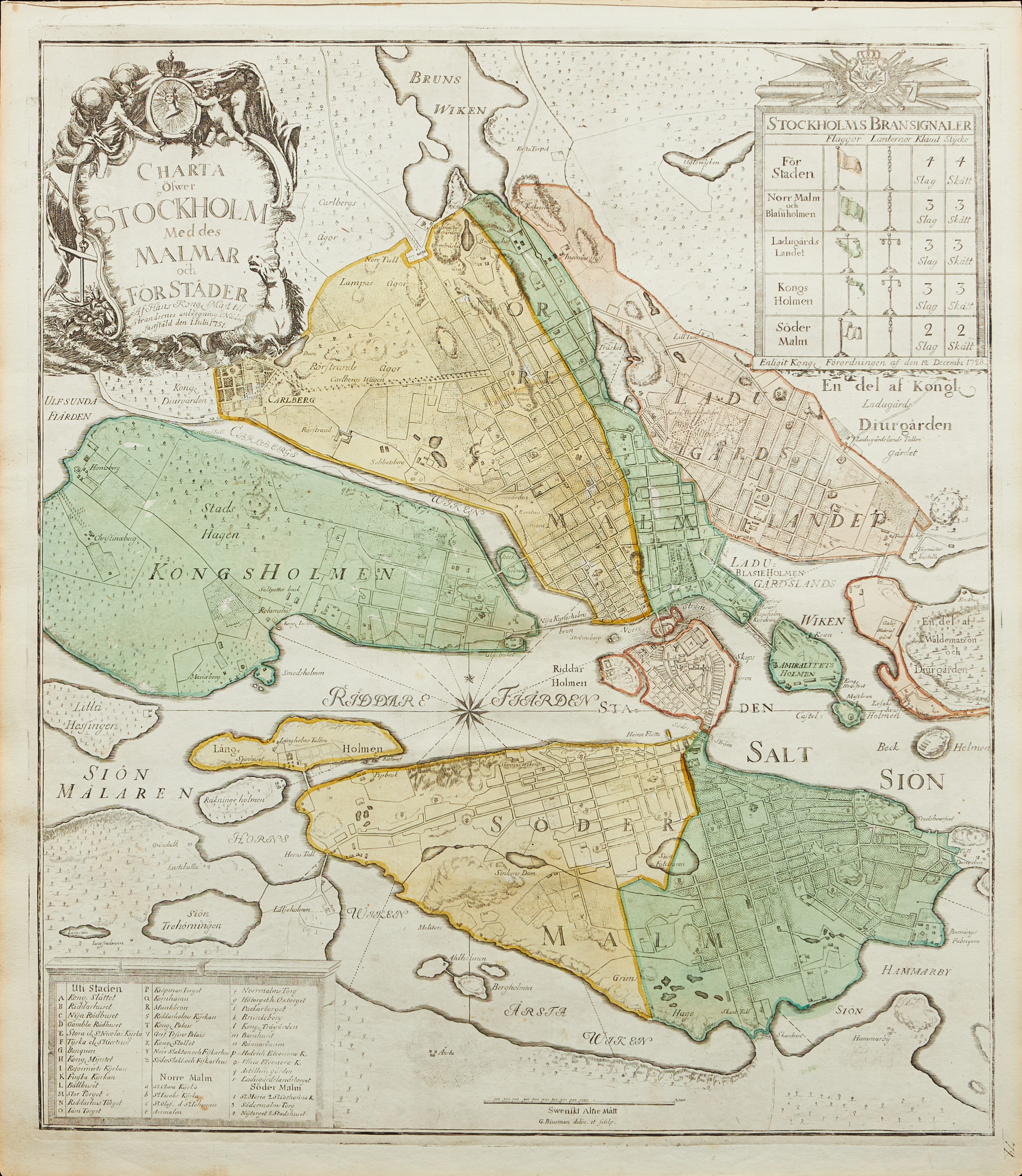 BIURMAN, CHARTA ÖFWER STOCKHOLM, 1751.