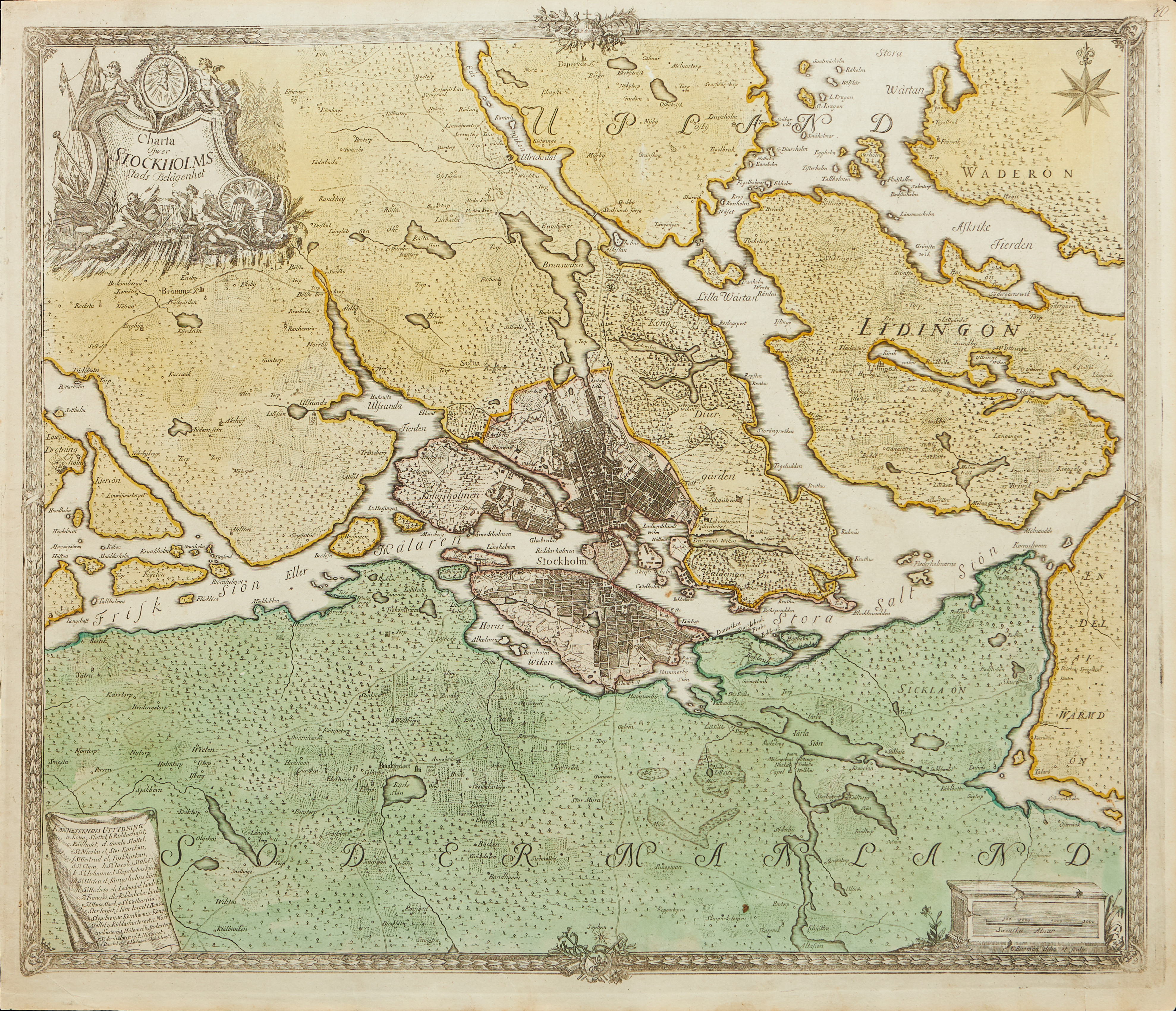 BIURMAN, CHARTA ÖFWER STOCKHOLMS STADS BELÄGENHET, CA 1750.