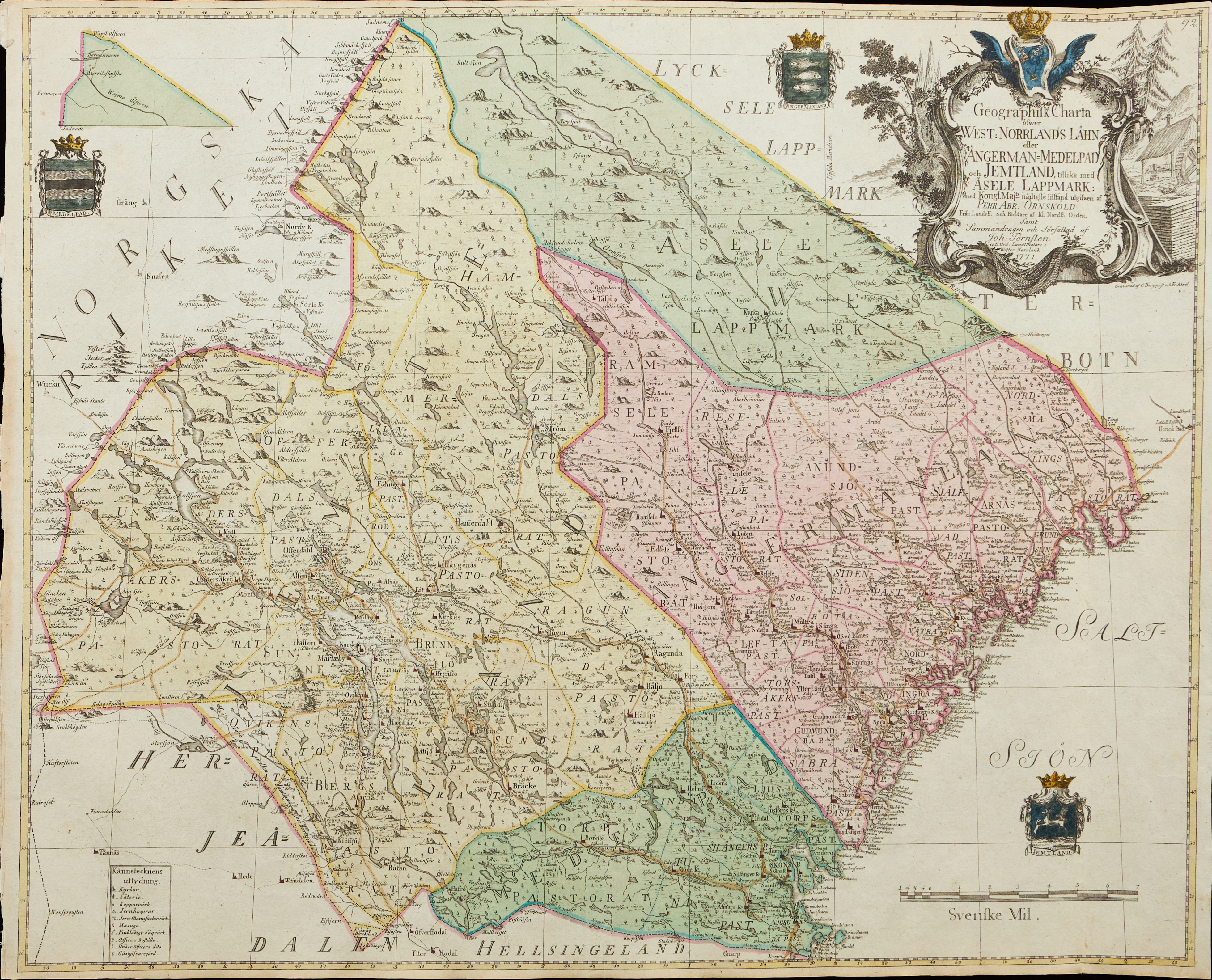 KARTA ÖVER VÄSTERNORRLAND, 1771.