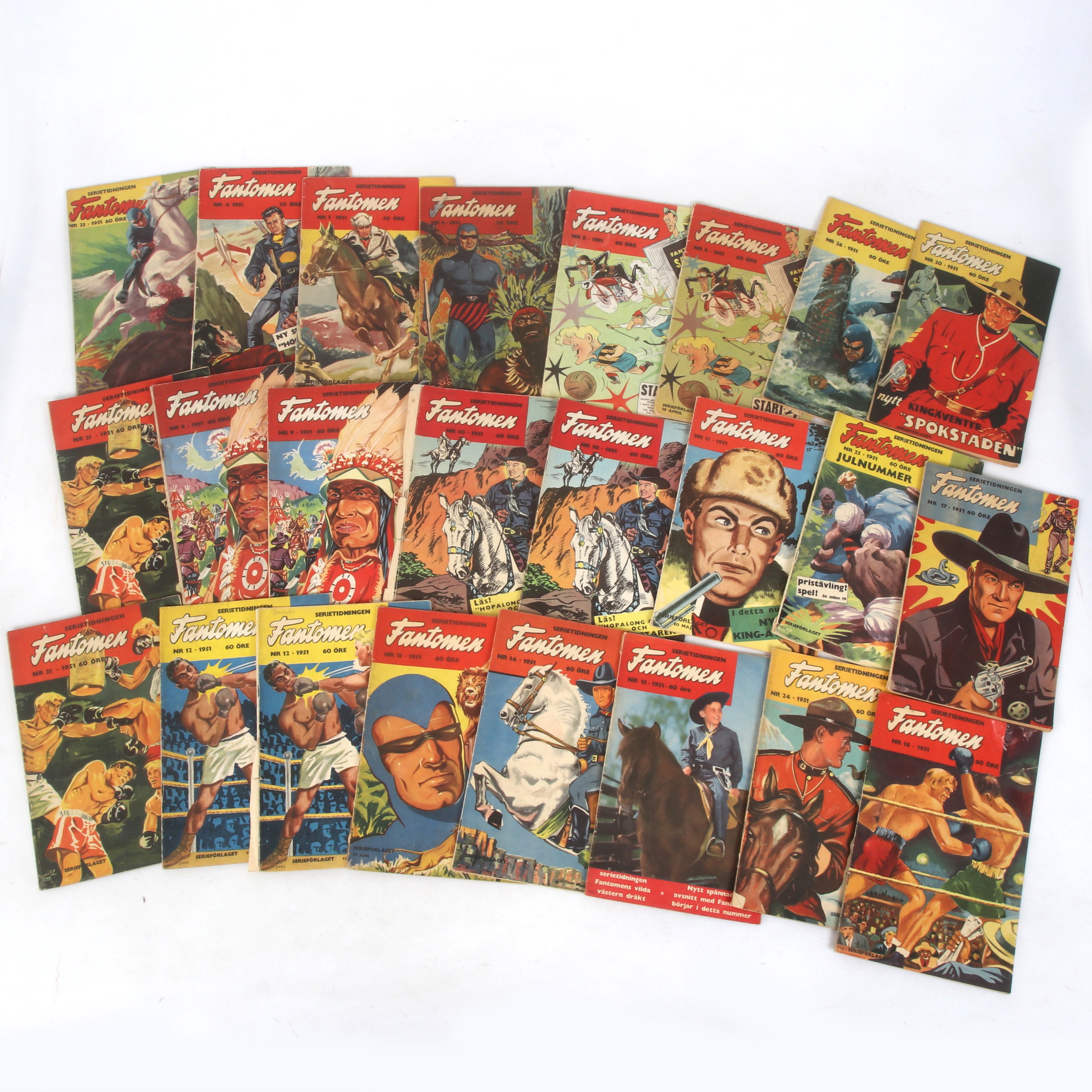 FANTOMEN, 24 st, serietidningar, årgång, 1951.