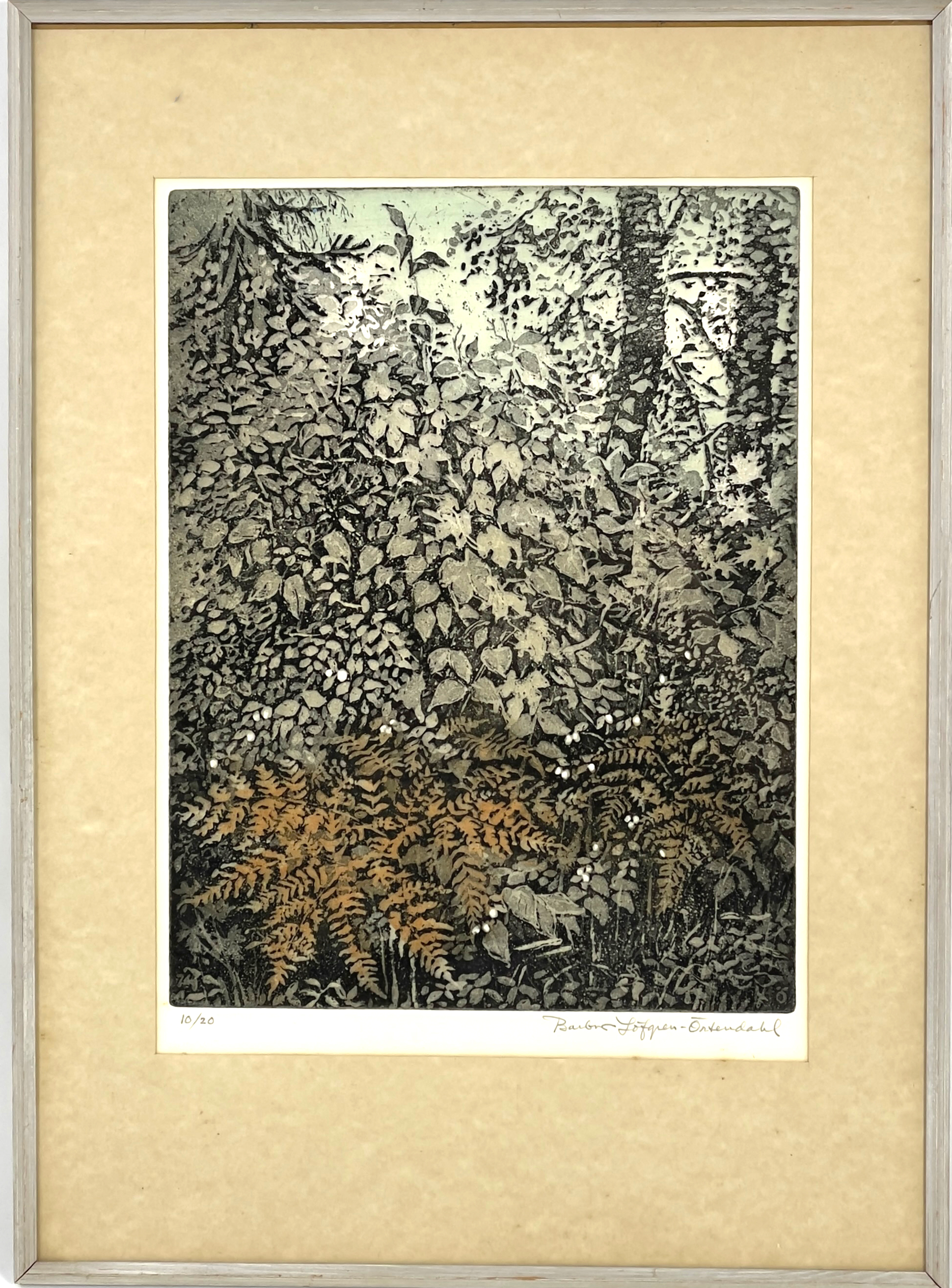 BARBRO LÖFGREN-ÖRTENDAHL (1918-2005), kolorerad etsning, lövskog, signerad samt numrerad 10/20.