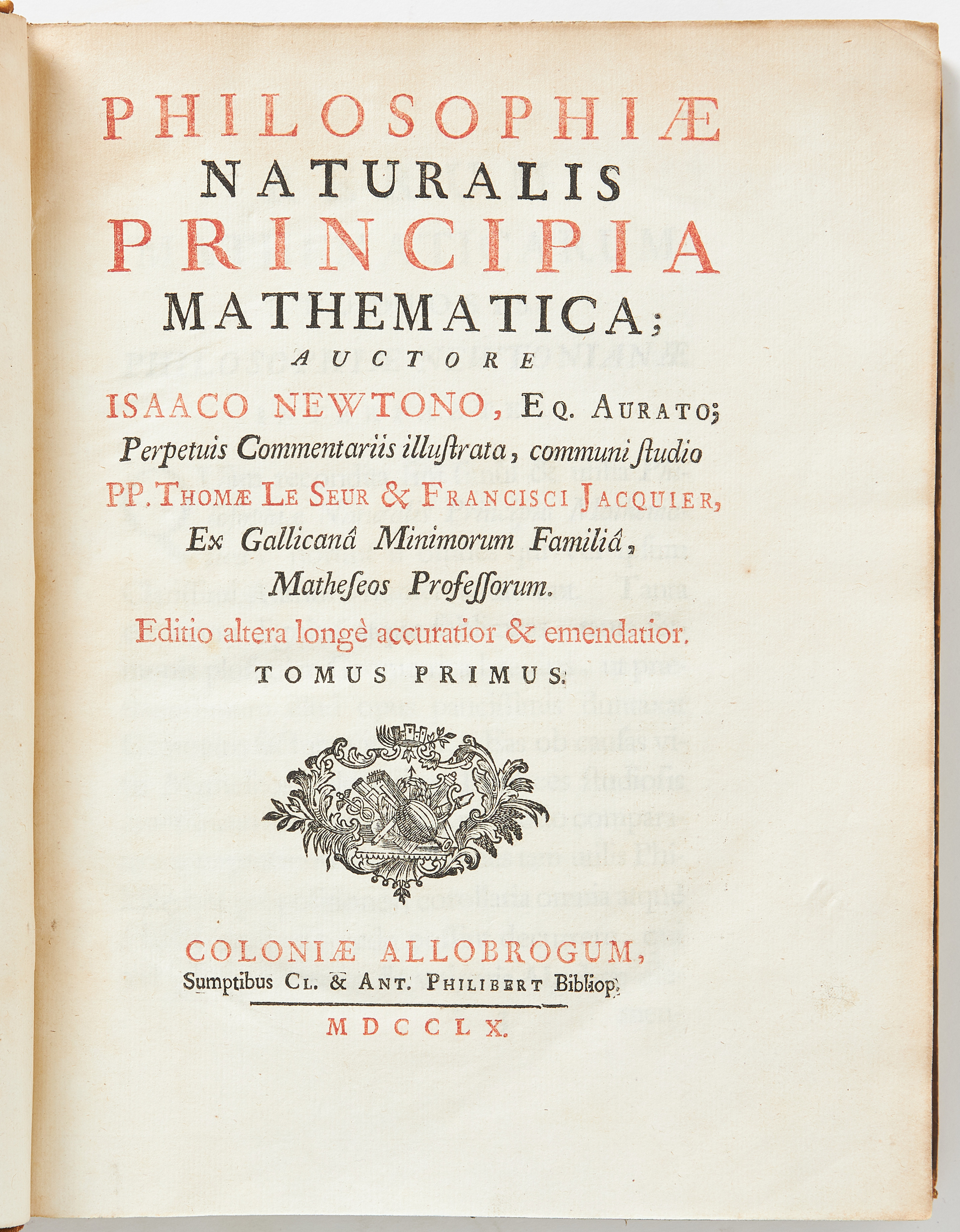 NEWTON'S PRINCIPIA, SECOND JESUIT EDITION, Geneve 1760.