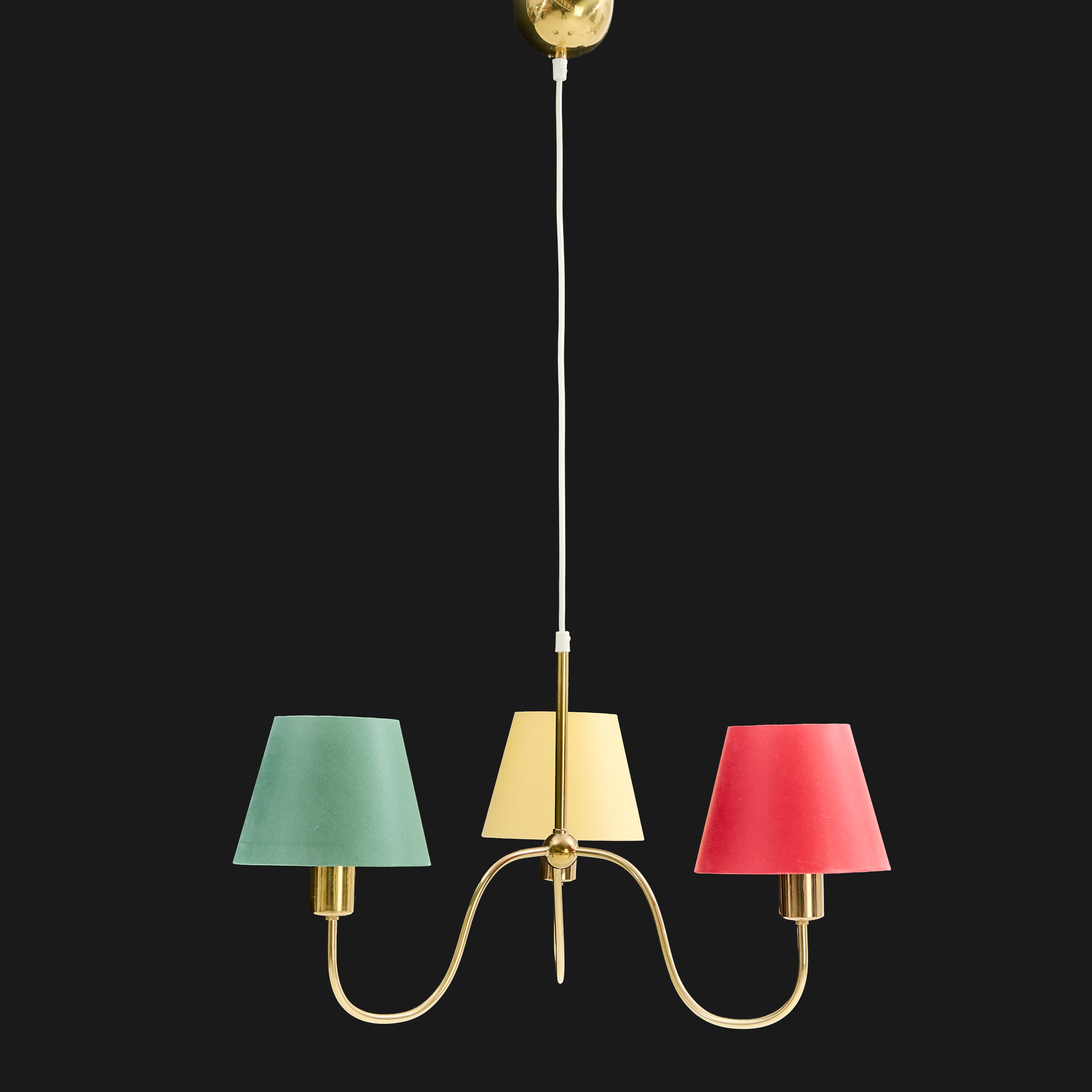 JOSEF FRANK (1885–1967). Taklampa, mässing, modell '2444', Firma Svenskt Tenn. 3 ljuspunkter.