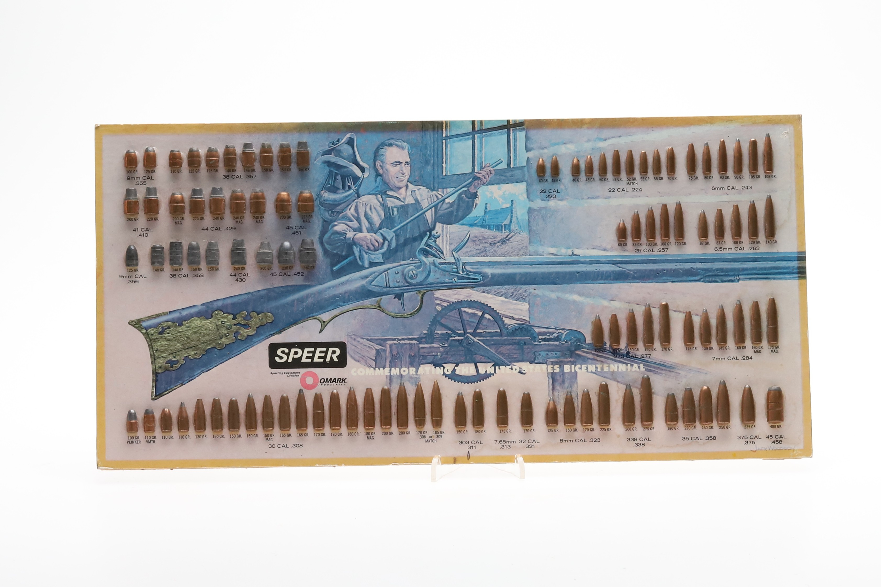 PATRONTAVLA, butikskarta, SPEER, Omark, commemorating the united states bicentennial.