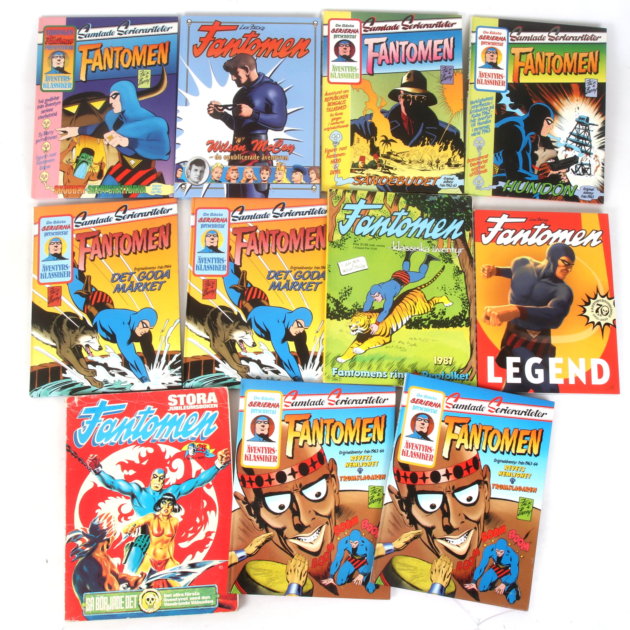 FANTOMEN, 11 st, seriealbum, bl.a. Samlade Serierariteter. 1980-tal.