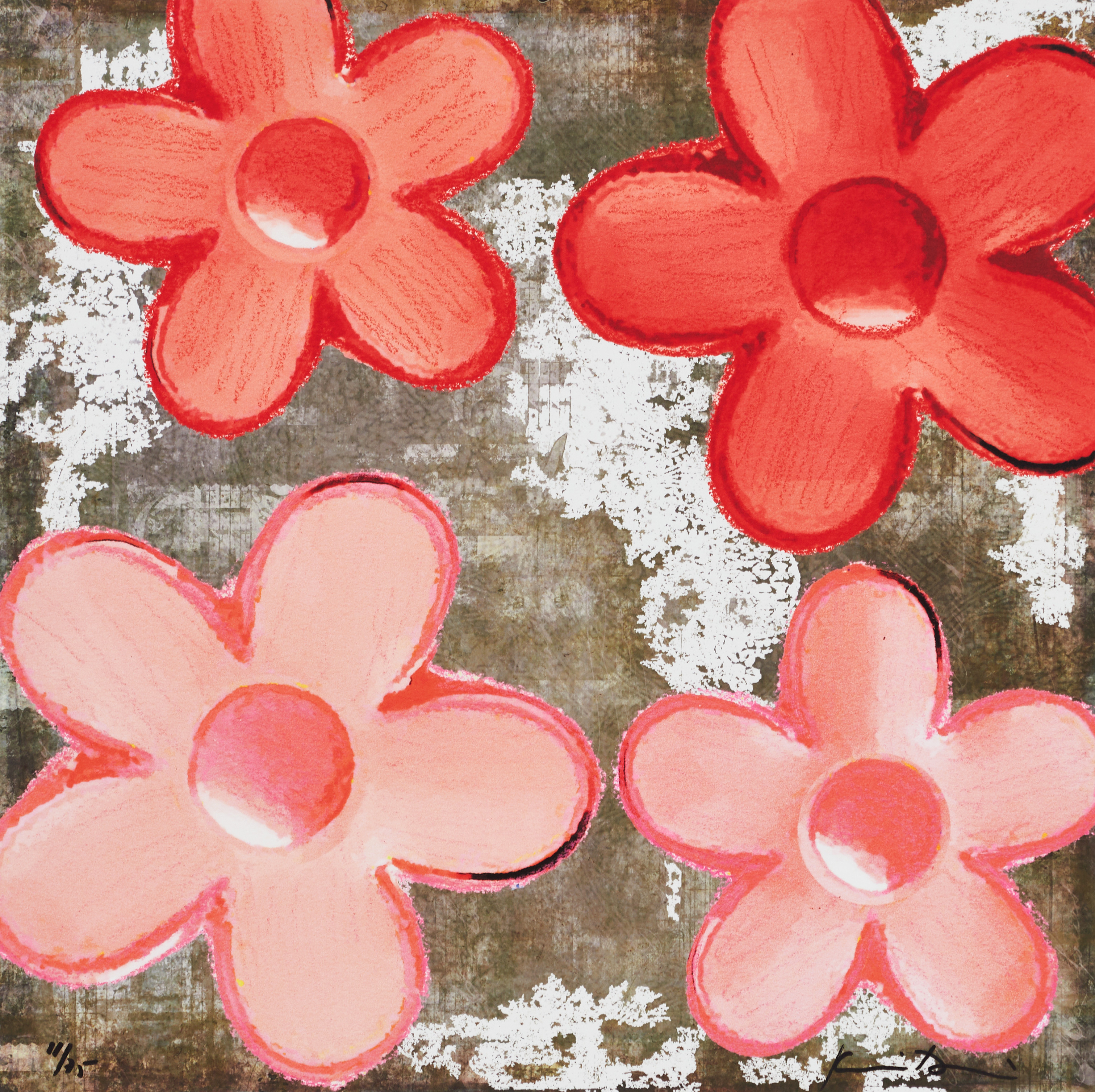 KARIN DAHLIN (född 1975). Kompositioner, 2 st, med blommor, signerade och numrerade, färglitografier.