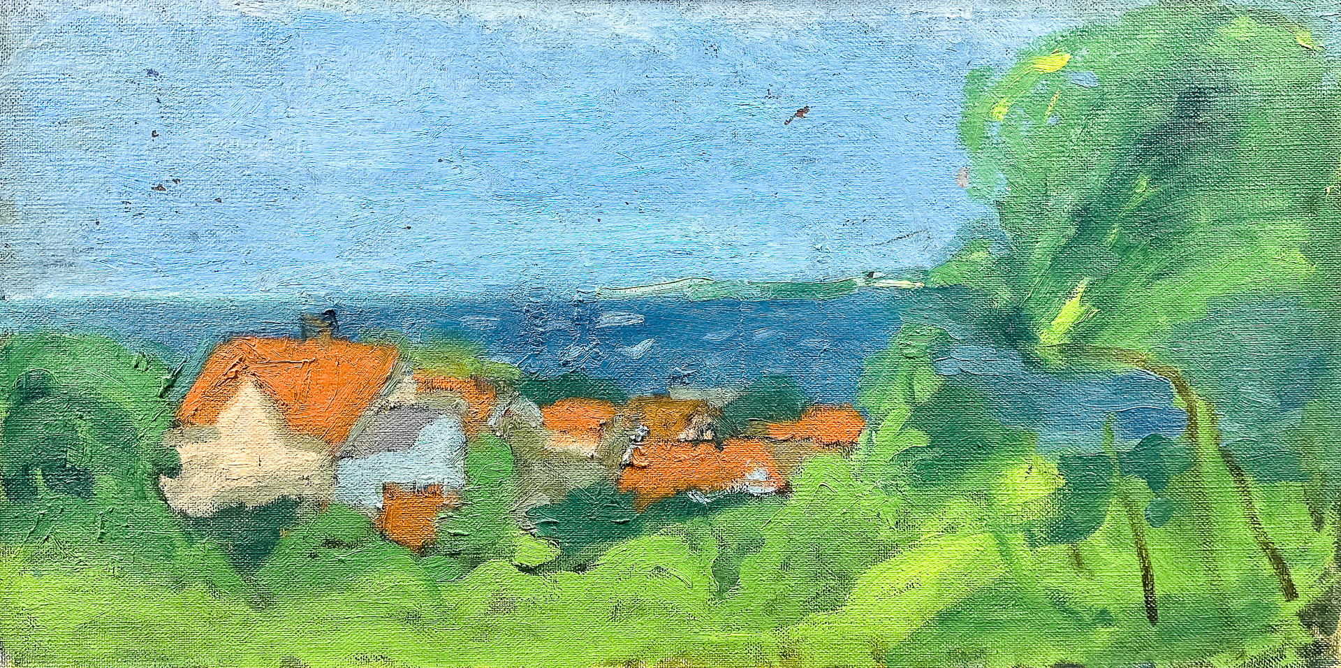 PETER FRIE. OLJA PÅ PANNÅ, "Danskt Landskap", 1962.