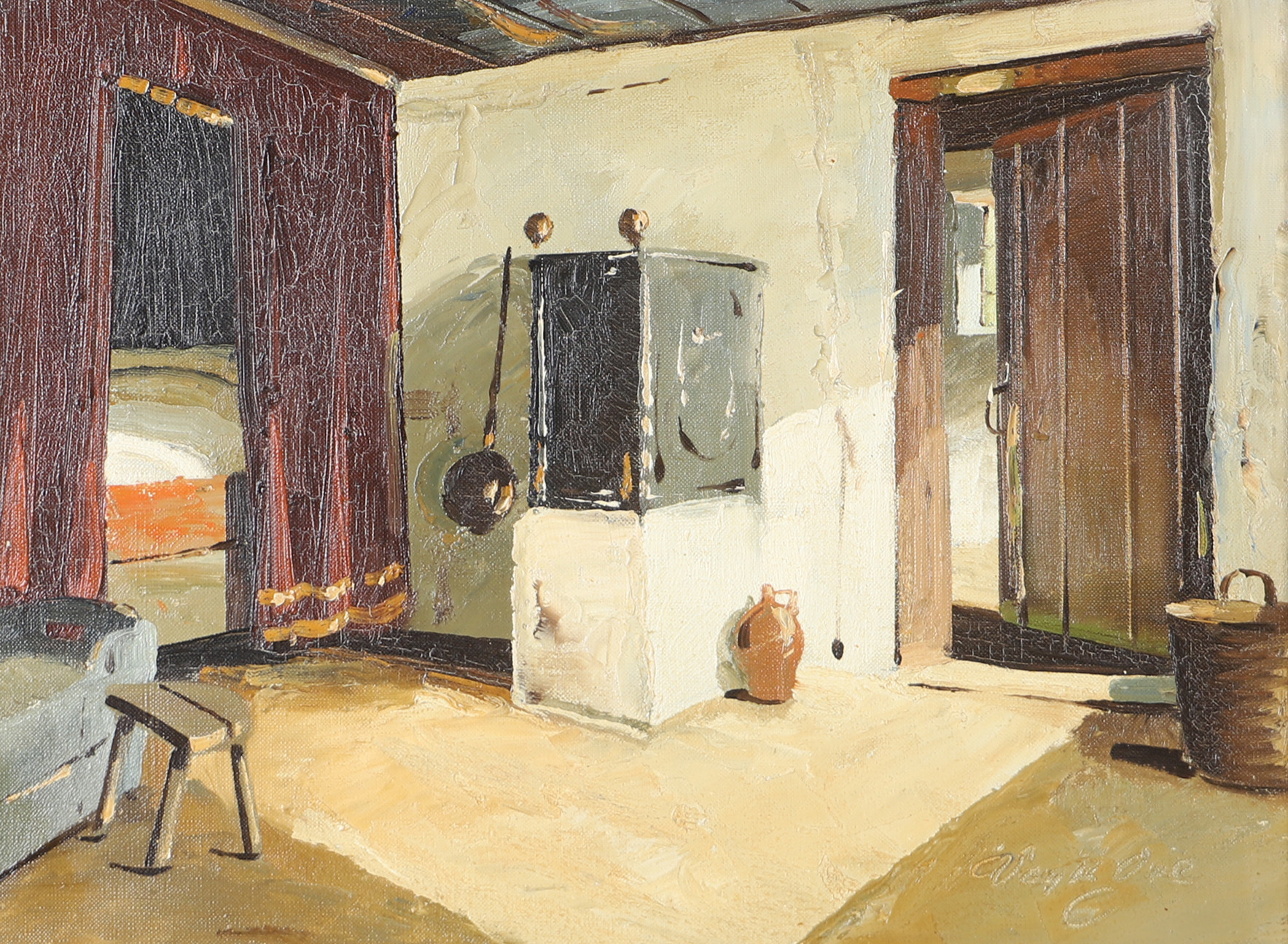 VAGN OVE SCHNACH. Interiör, olja på duk, signerad.