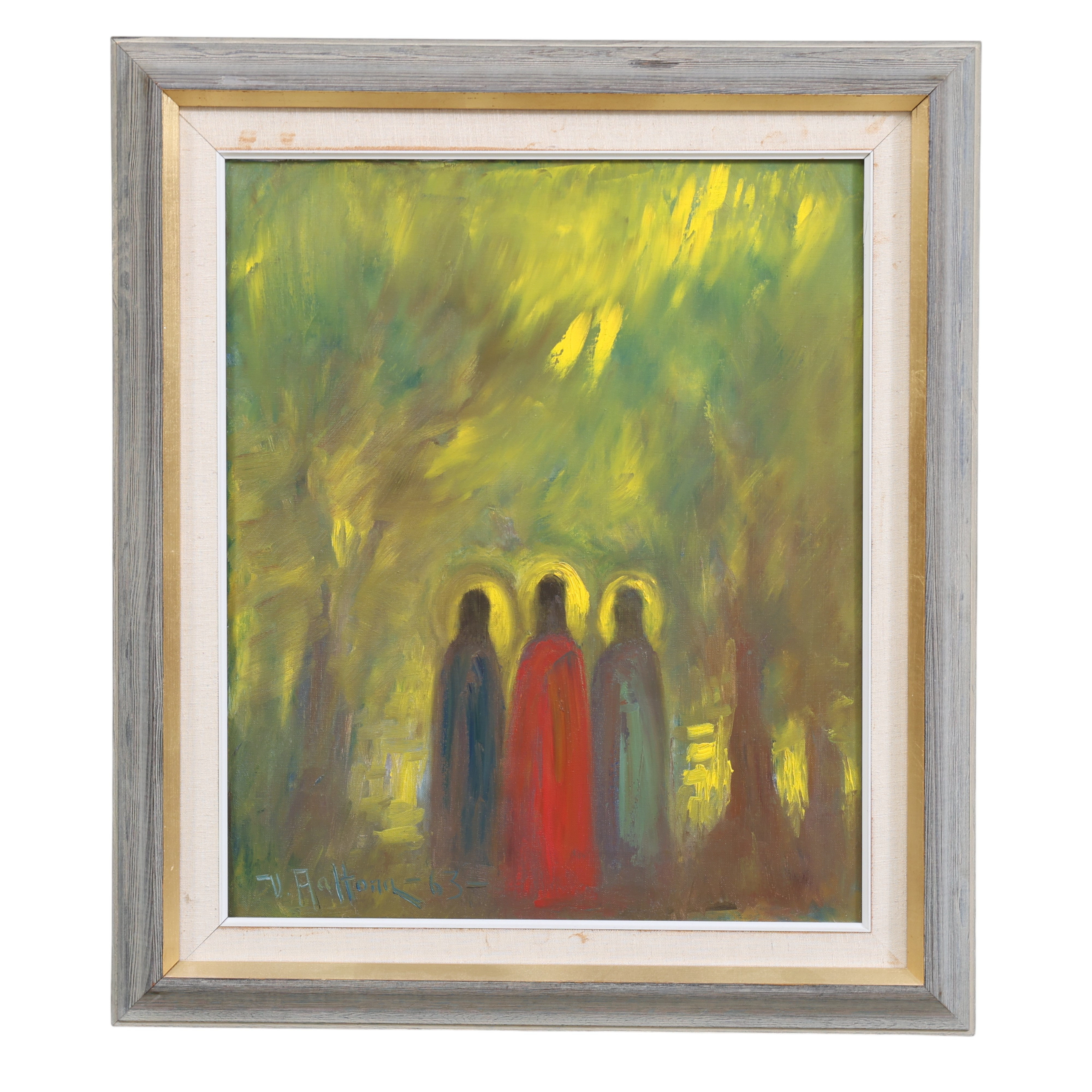 VEIKKO AALTONA. Olja på duk, religiöst motiv, signerad samt daterad -63.