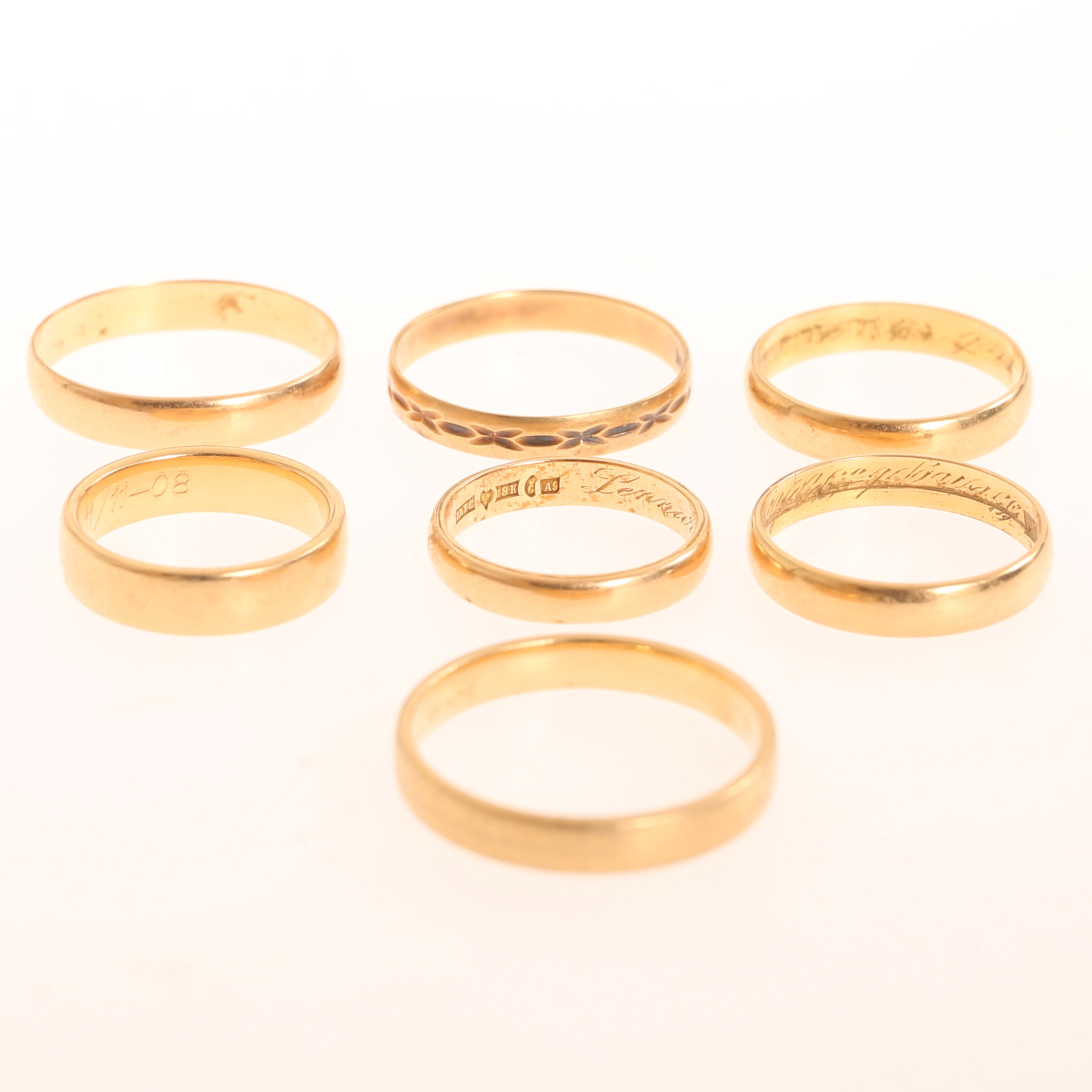 RINGAR, 7 stycken, 18k guld.