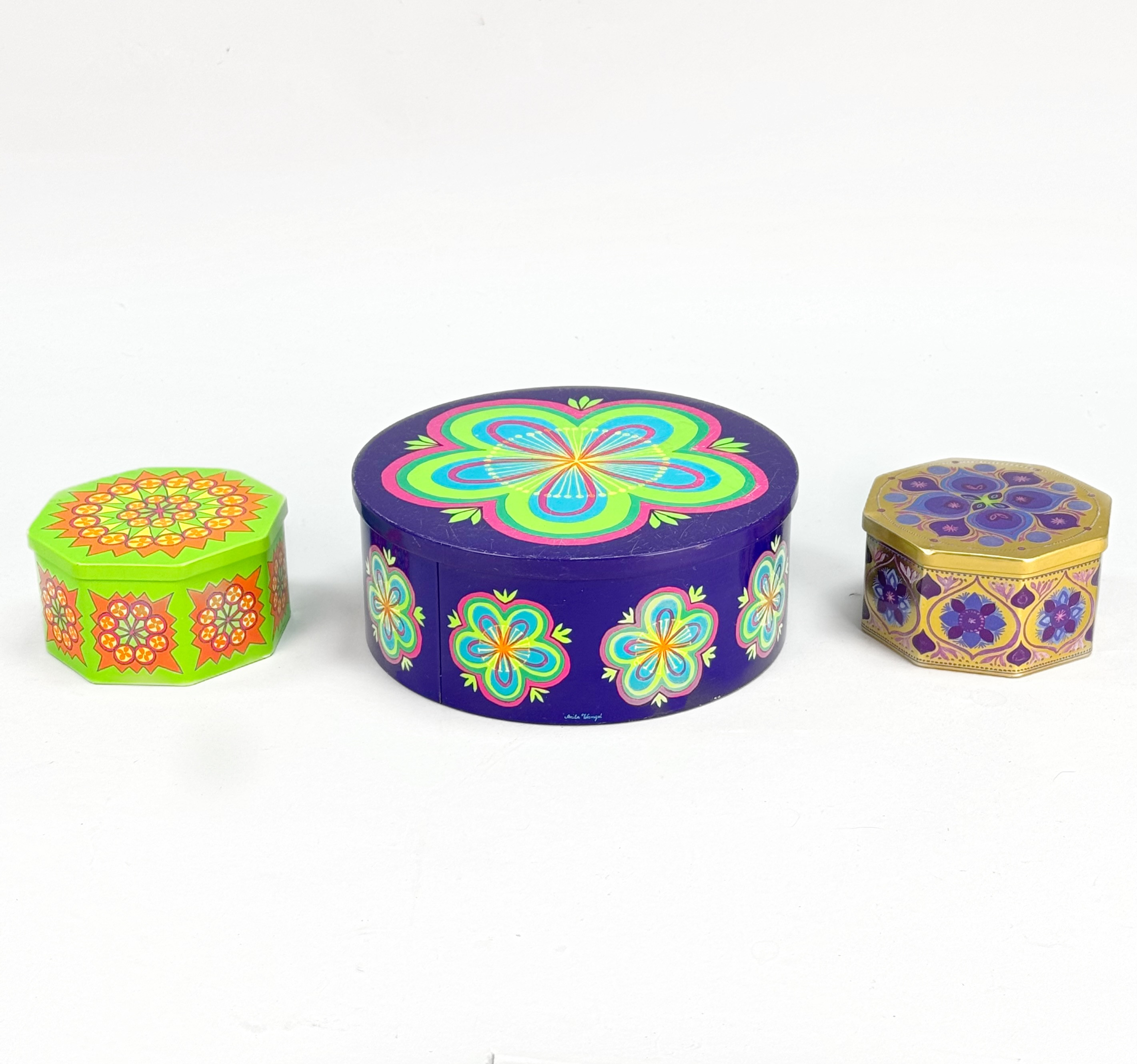 PARTI PLÅTBURKAR - 3st, 1970-tal, Anita Wangel, Ira Danmark.