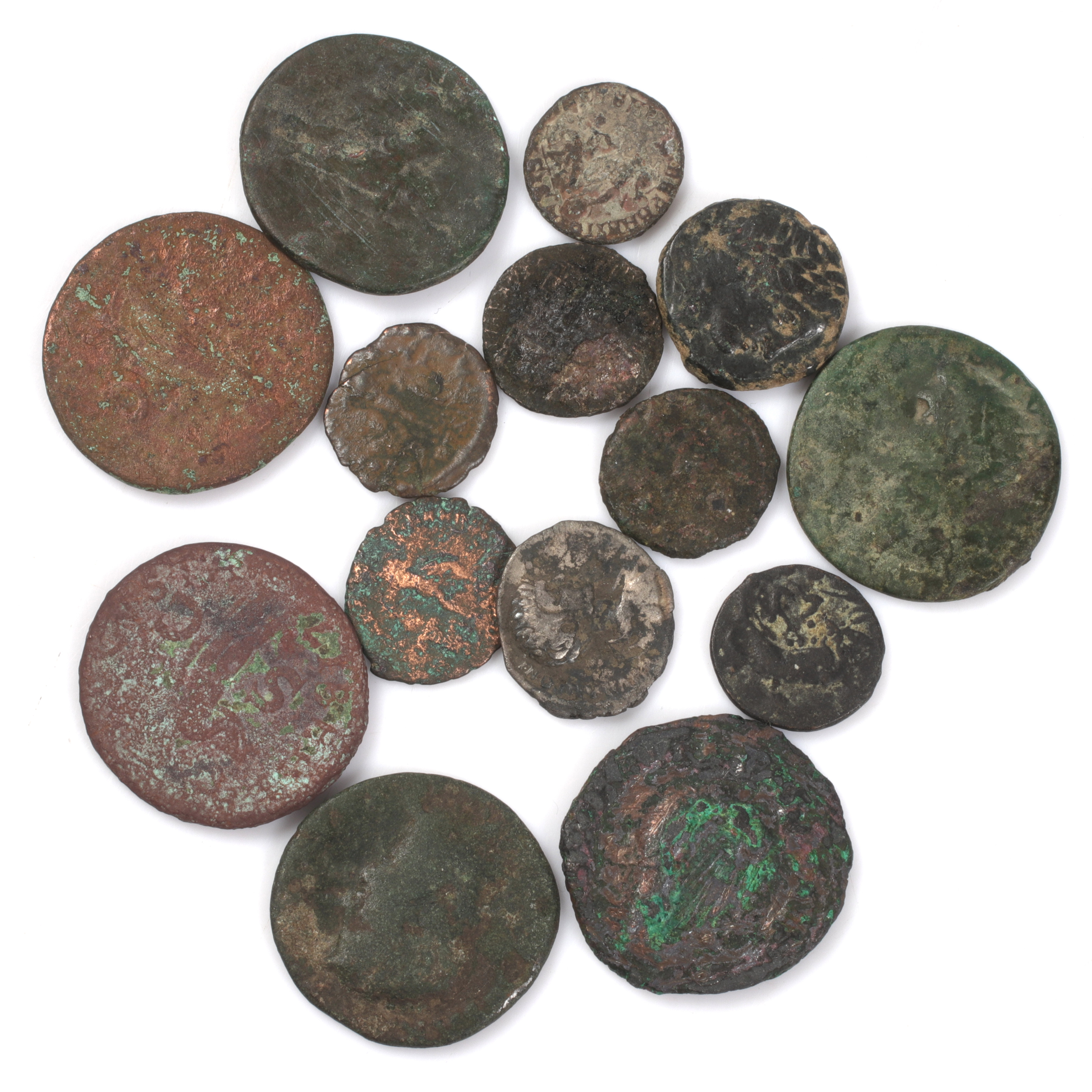 MYNT, 14 st, silver & brons, romerska, bl.a. Constantinus I, 307-337 e.Kr.