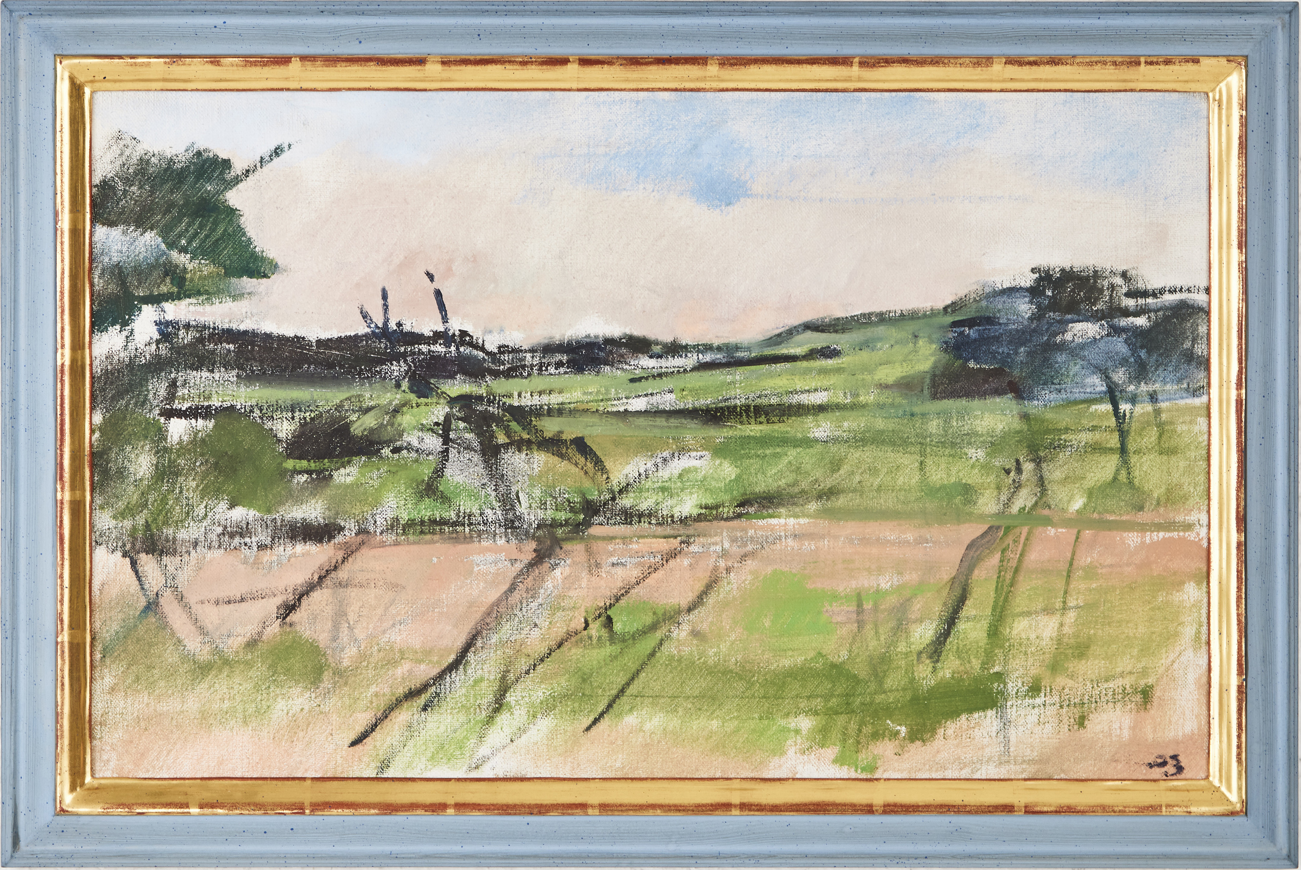 HUGO ZUHR. Landskapsbild, olja på duk, monogramsignerad samt signerad och med gåvoedikation a tergo.