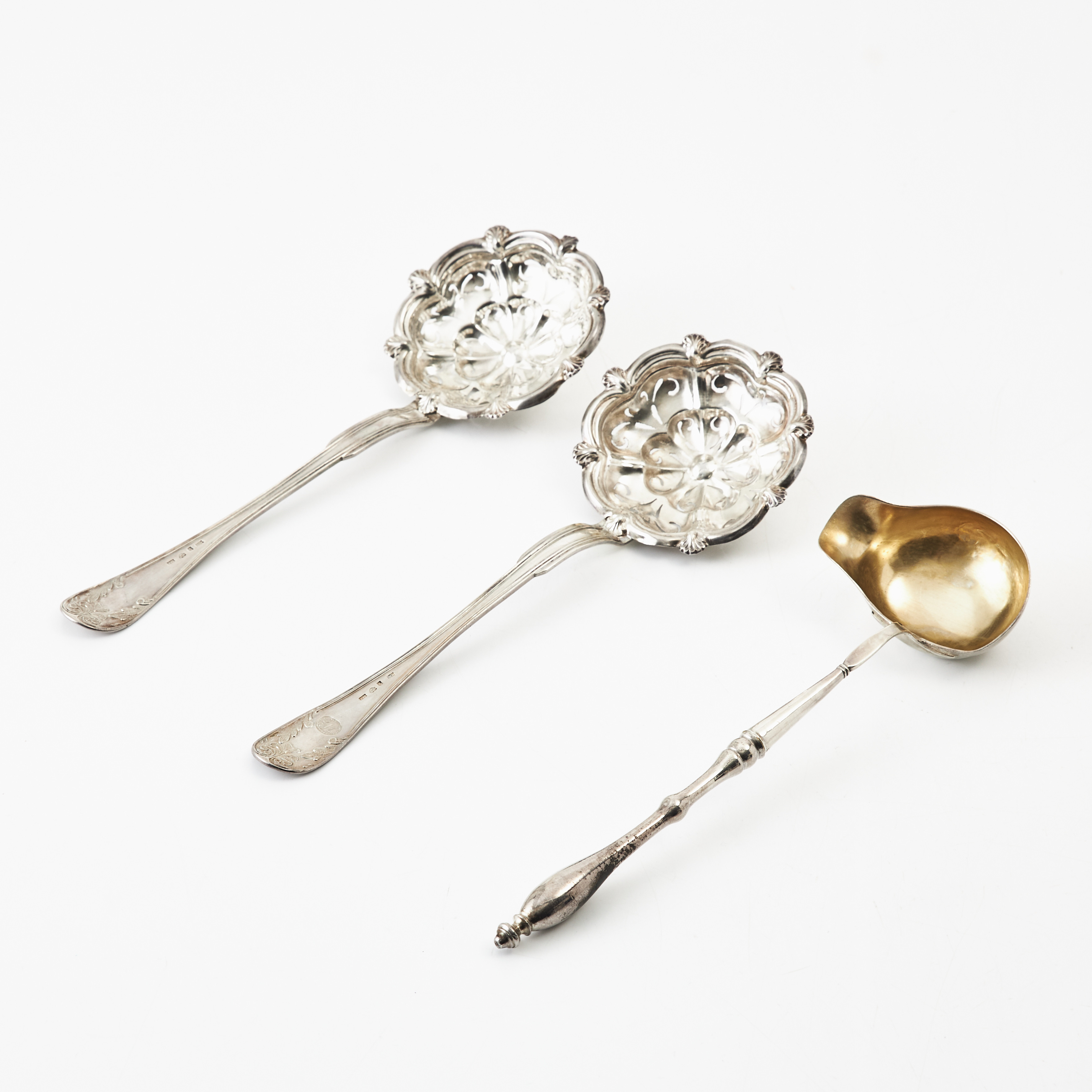 STRÖSKEDAR, 2 st., SÅSSLEV, silver, 1800-tal.