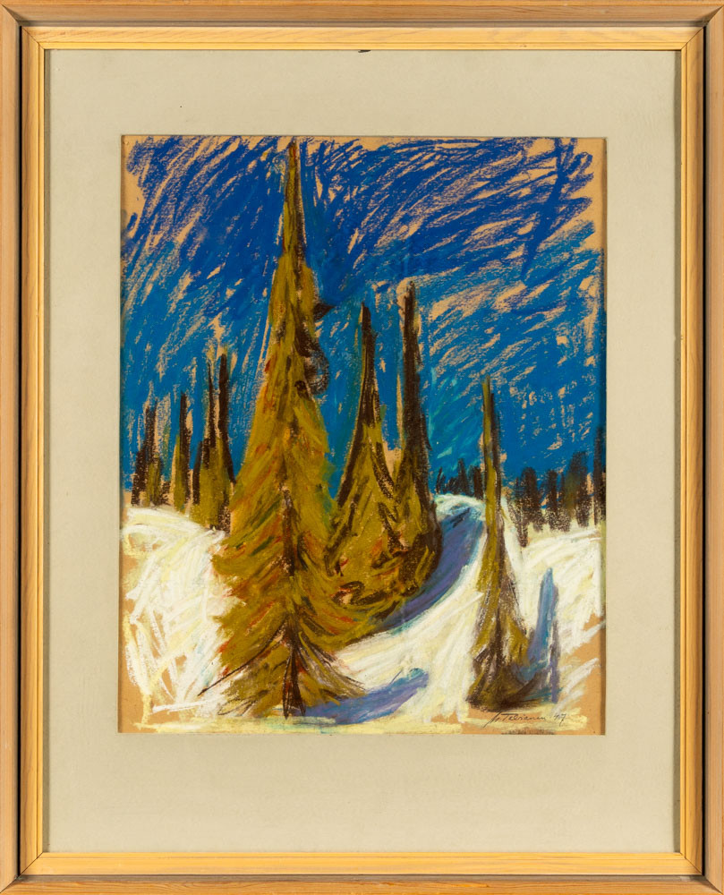 OIDENTIFIERAD KONSTNÄR. Pastell på papper, Signerad, daterad 1947.