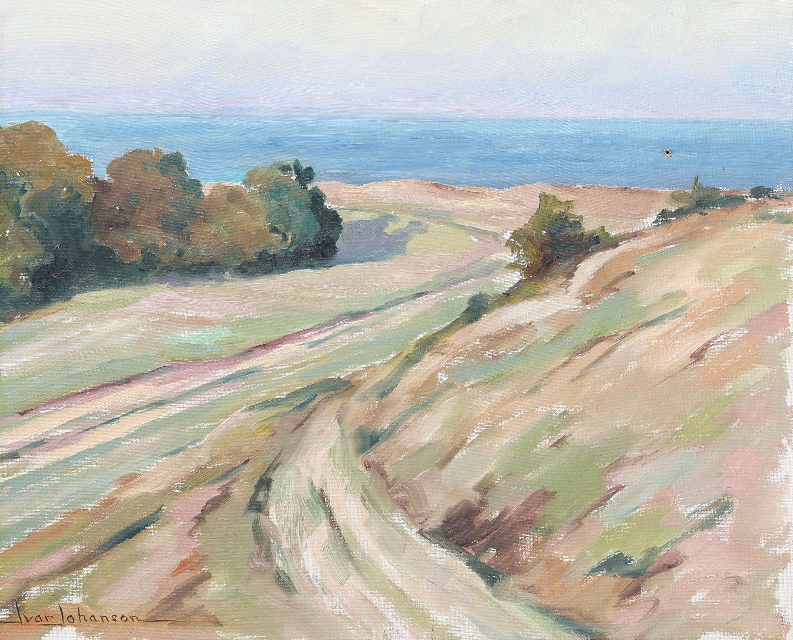 IVAR JOHANSSON. Olja på duk, motiv av Östersjön från Kivik, signerad och daterad 1960.