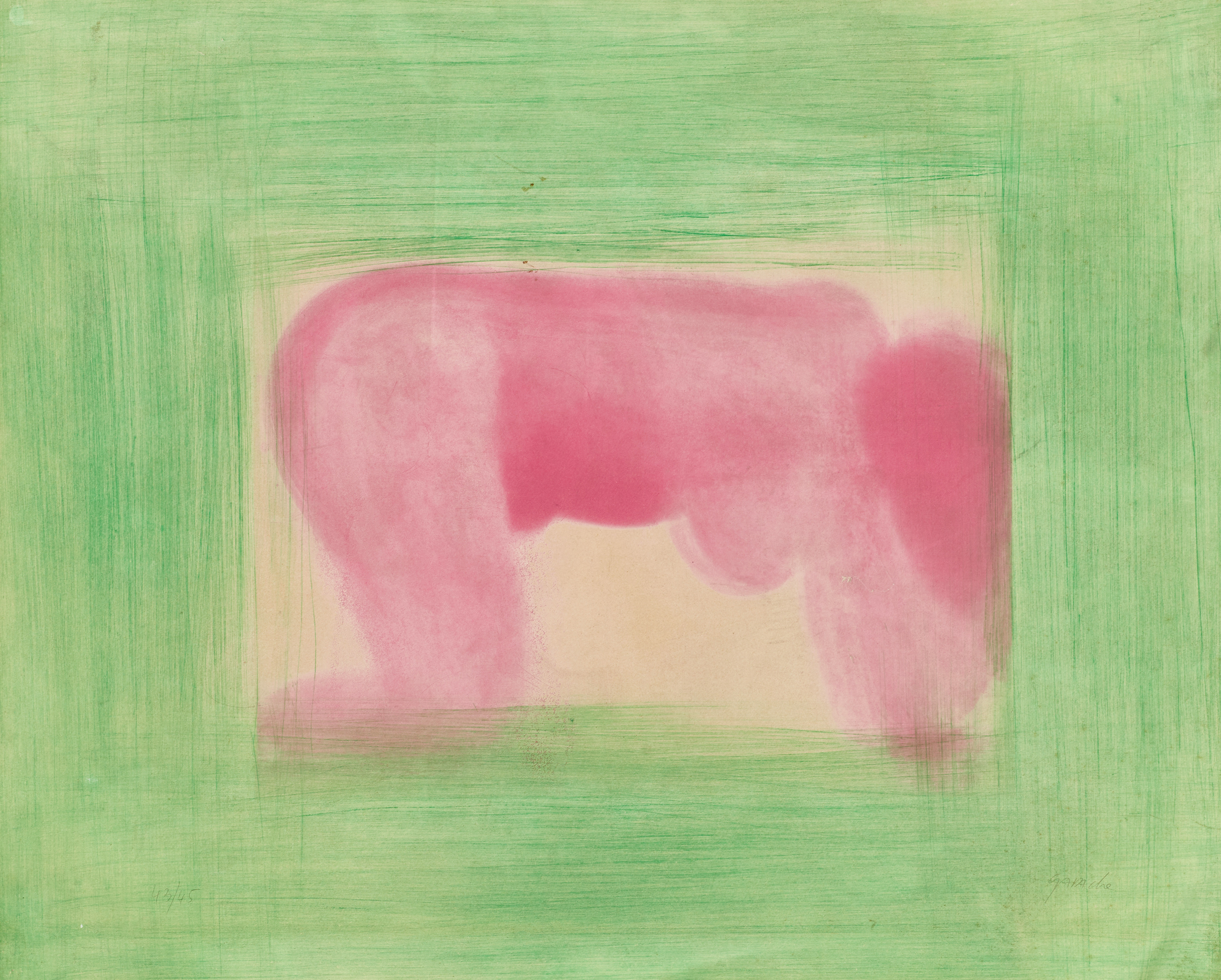 CLAUDE GARACHE (1929-2023). Rosa kvinna, signerad och numrerad Garache 43/45, litografi.