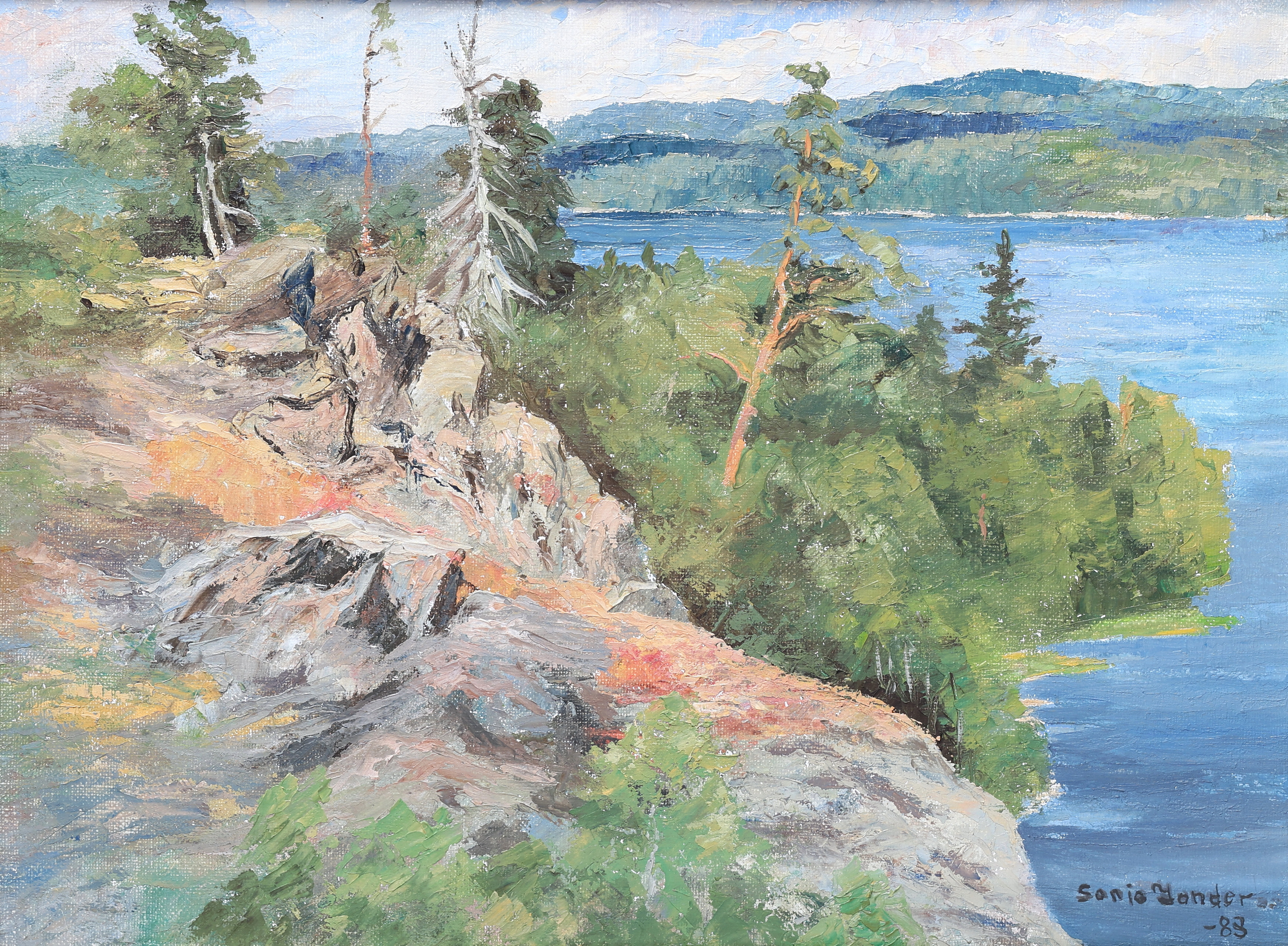 OIDENTIFIERAD KONSTNÄR. Olja på duk, landskapsmotiv, signerad och daterad 83.