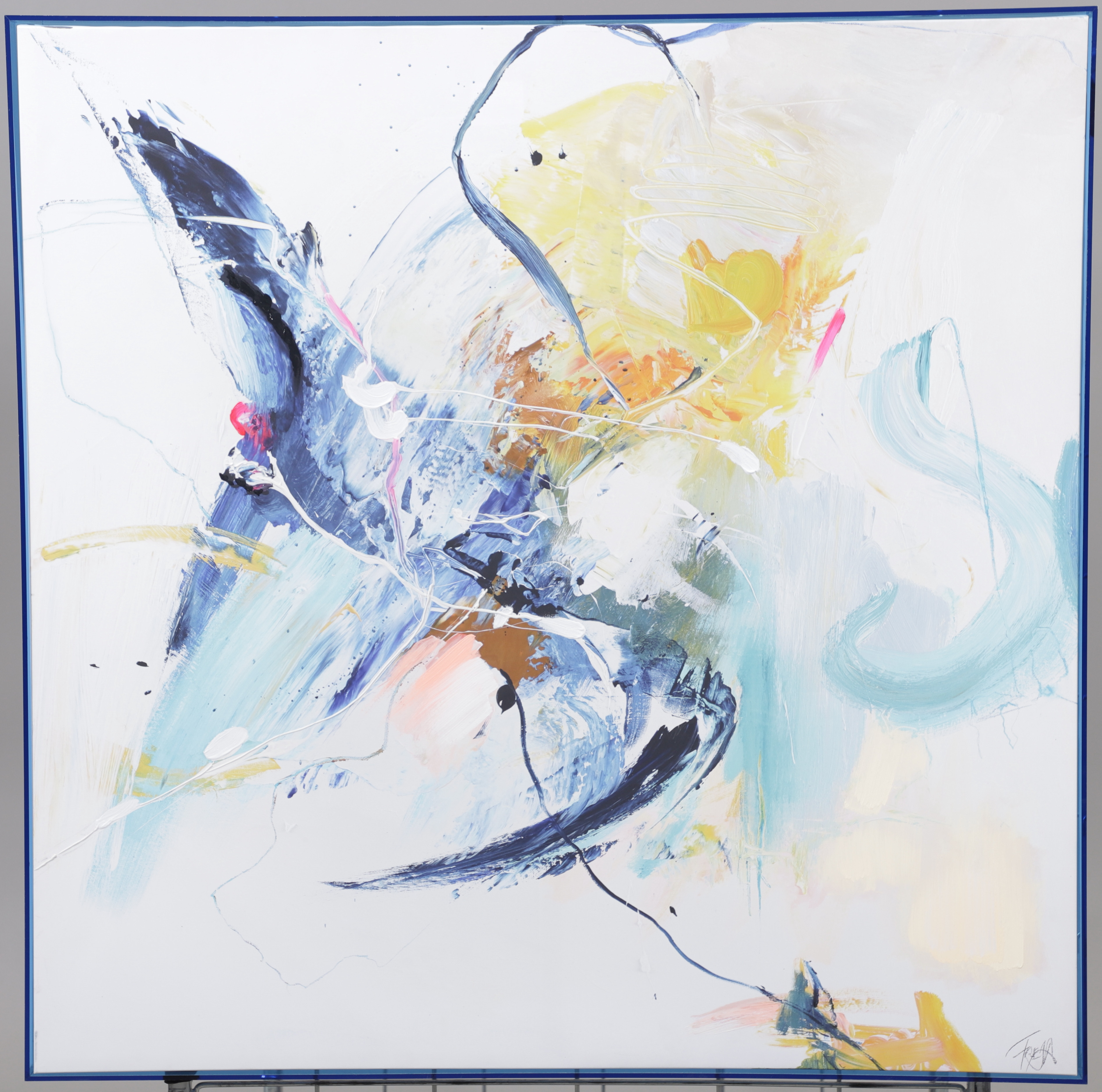 FREJA. "Confidential Blue", olja på canvas, Malerifabrikken, Danmark, signerad.