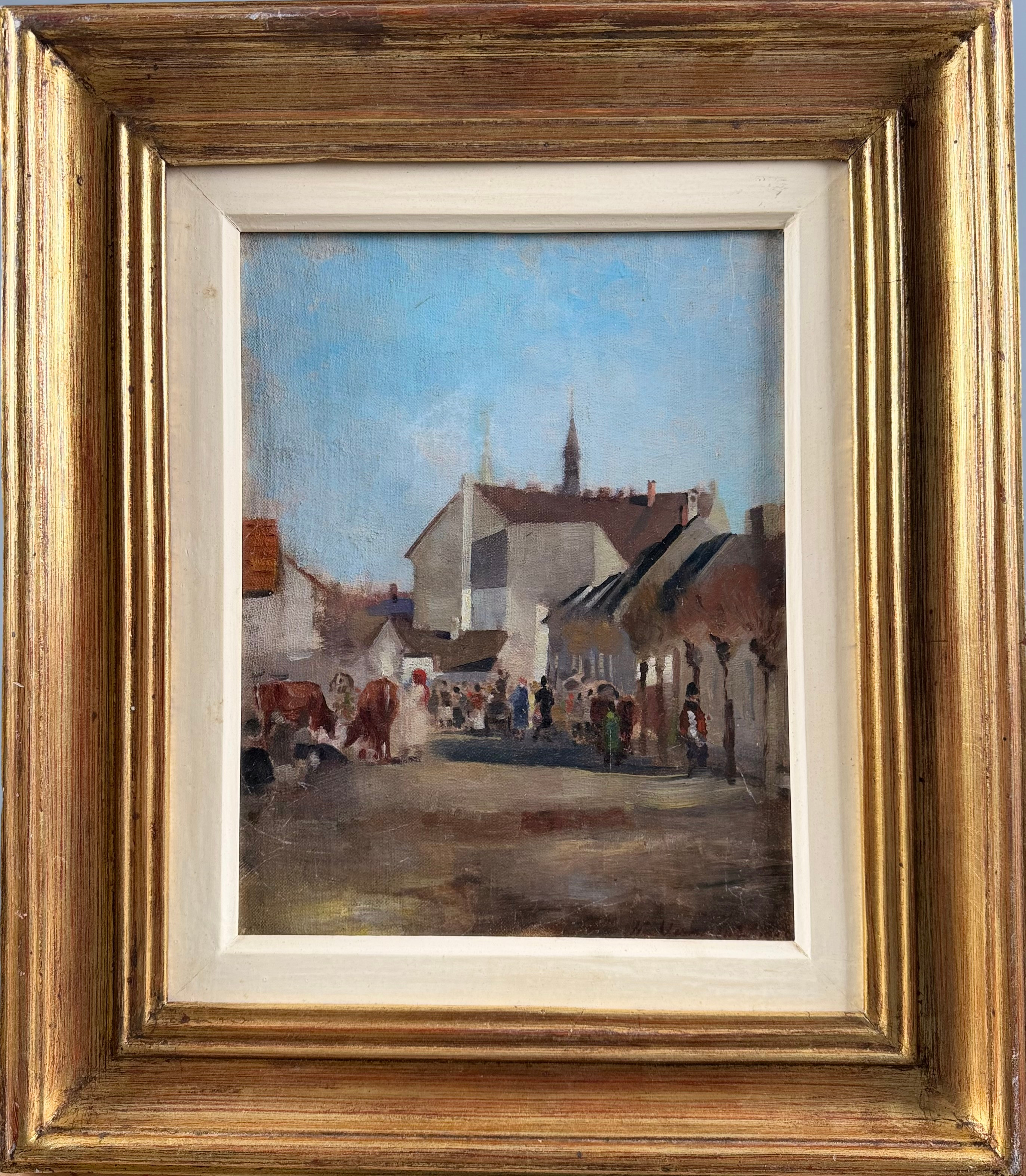 NICOLAE VERMONT (Rumänien, 1866- 1932). Torgscen, olja på duk, signerad, daterad 1906.