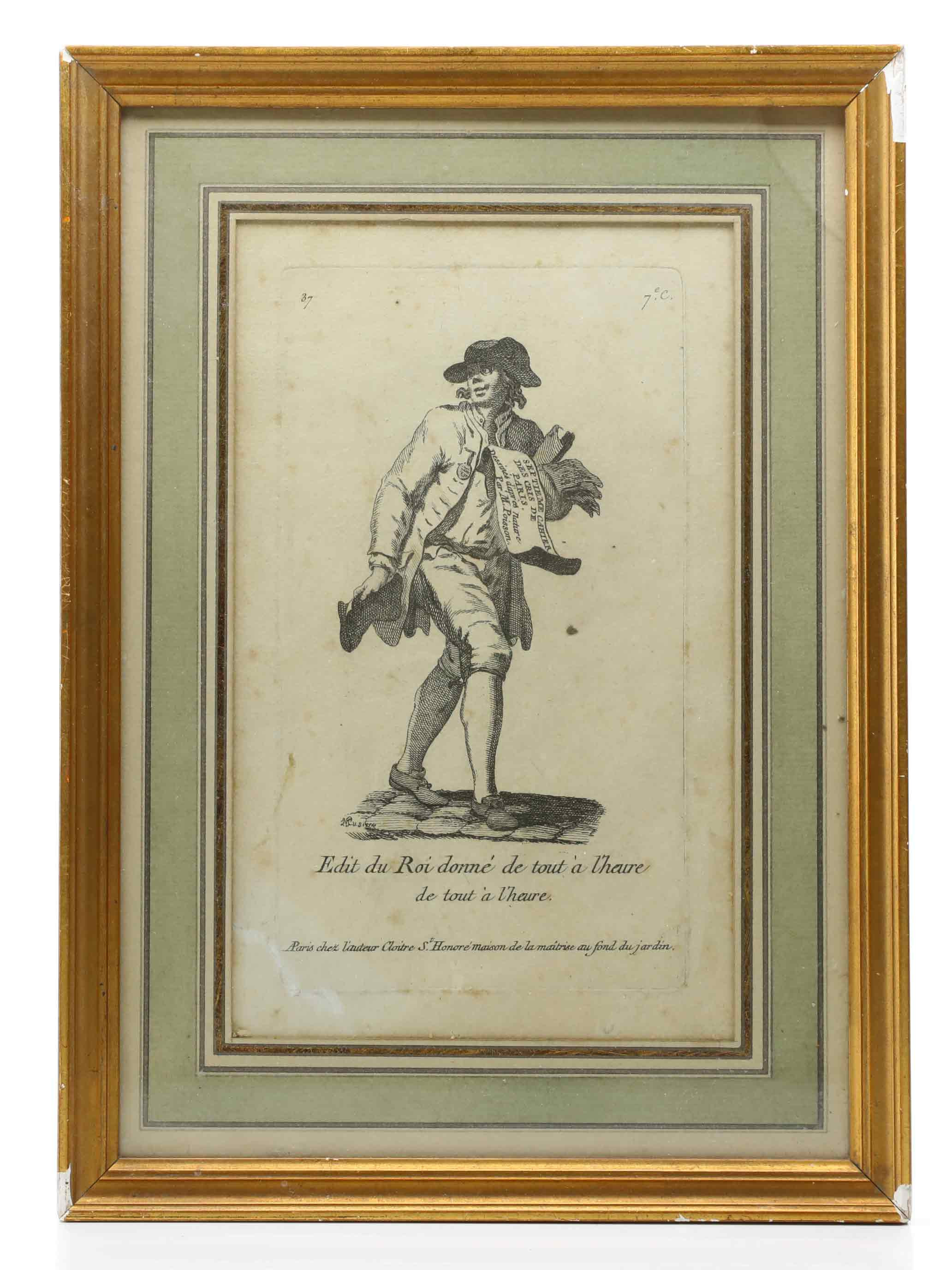 OKÄND KONSTNÄR. Kopparstick, "Edit du roi donné de tout á l´heure de tout á l´heure", Frankrike, 1800-tal.