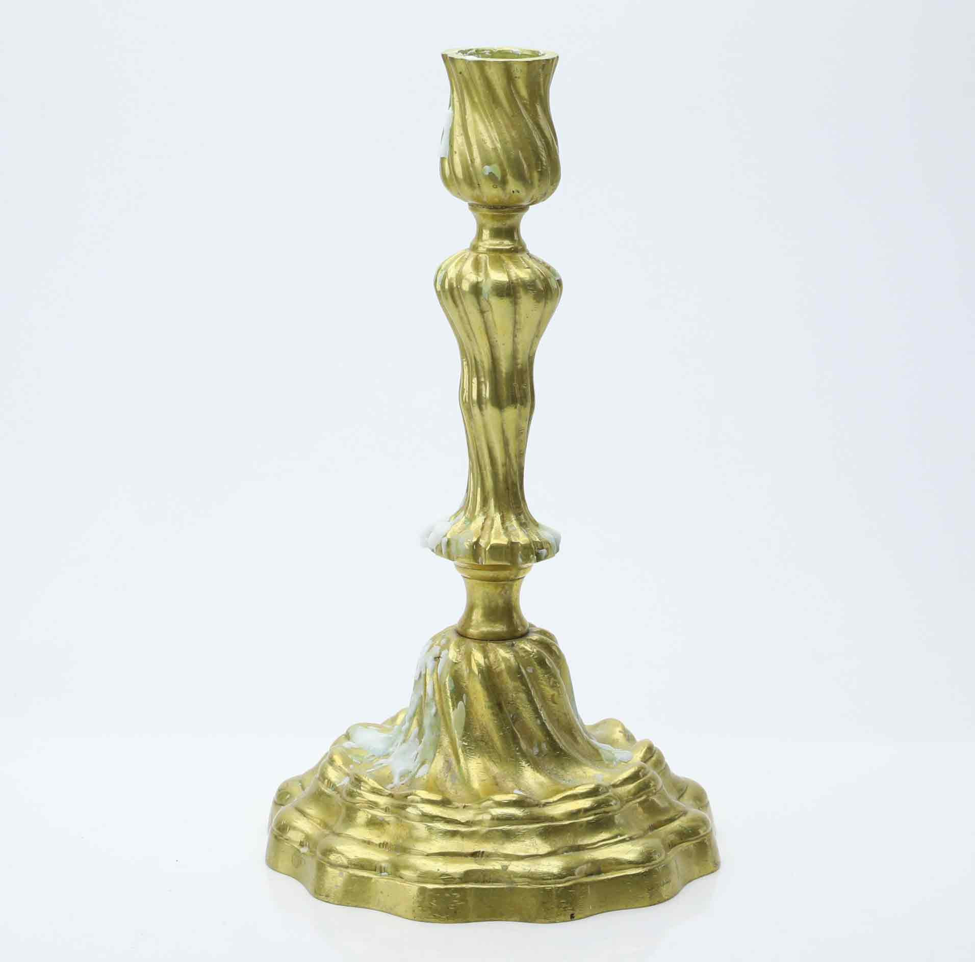 LJUSSTAKE, mässing, inskription "Gyllene Uttern", 18/1900-tal.