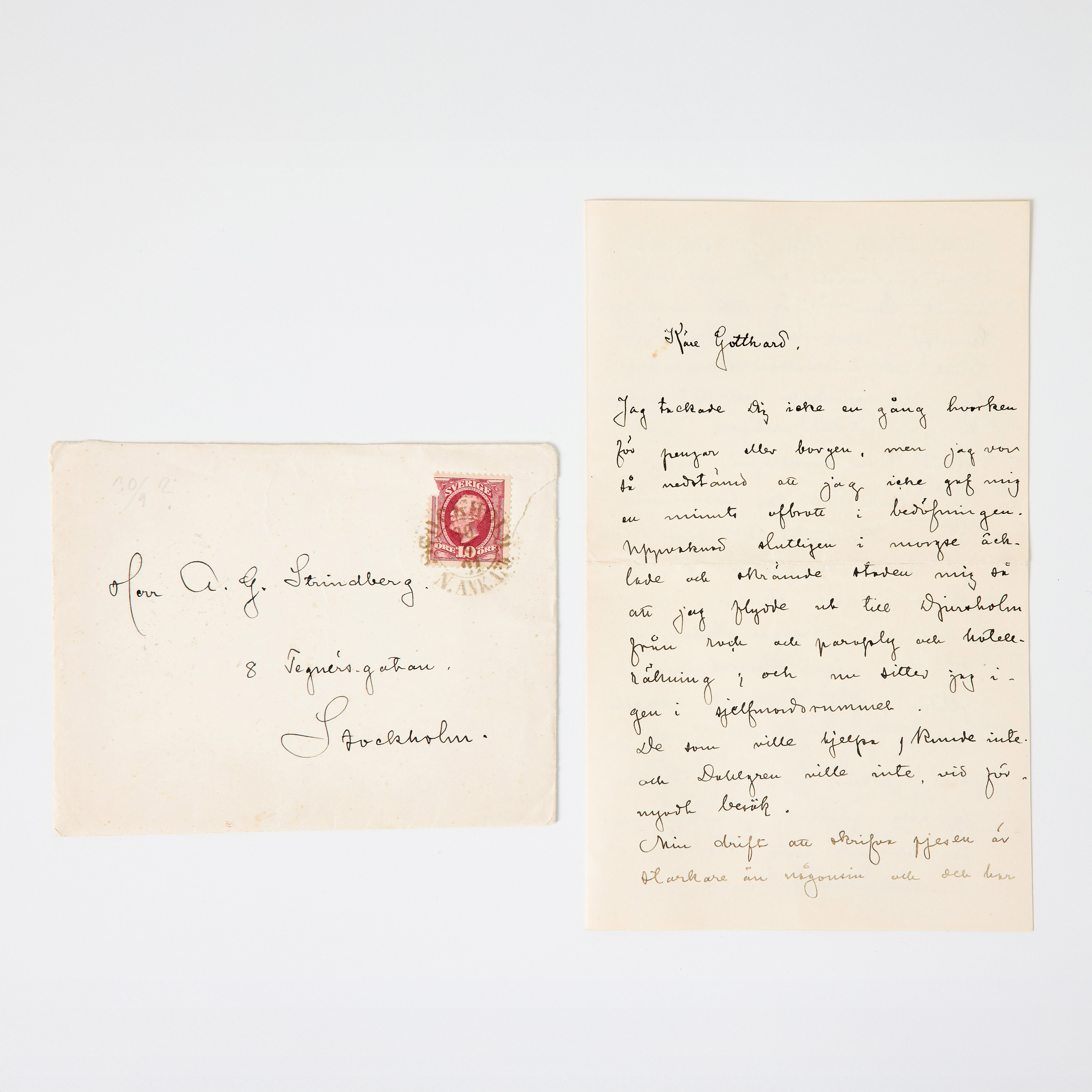 STRINDBERGS BREV TILL KUSIN GOTTHARD STRINDBERG, 1891.
