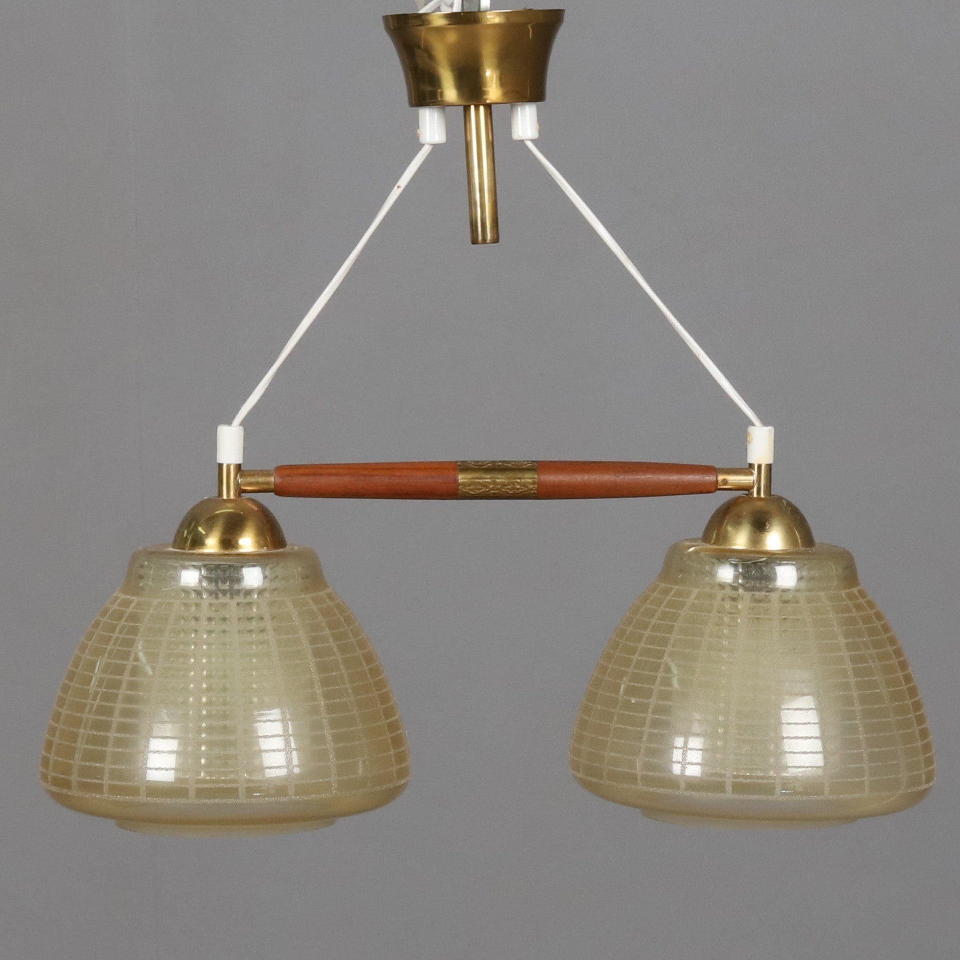 TAKLAMPA, teak, gulmetall/glas, 1960-tal.
