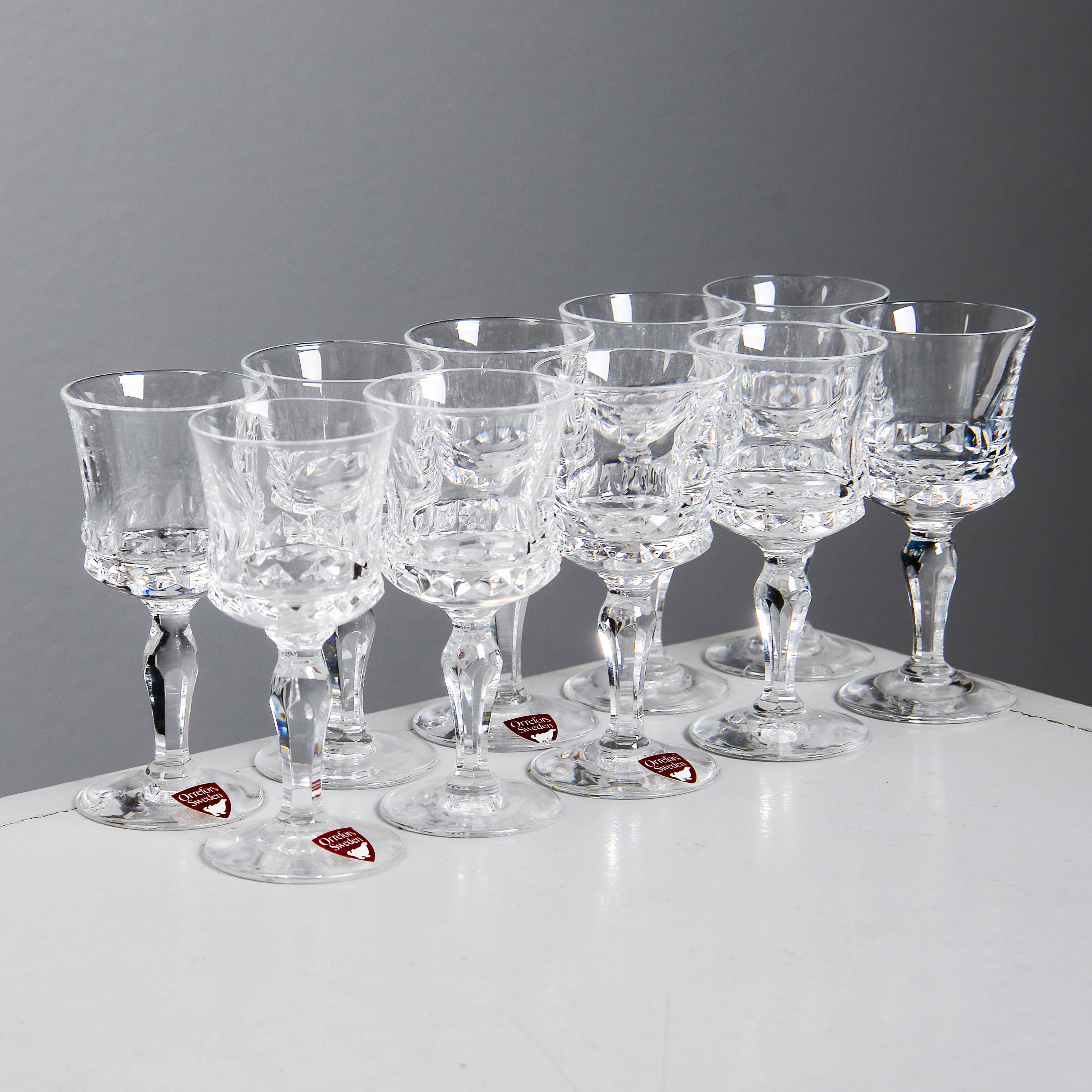 INGEBORG LUNDIN. "Silvia", likörglas, 10 st, Orrefors.